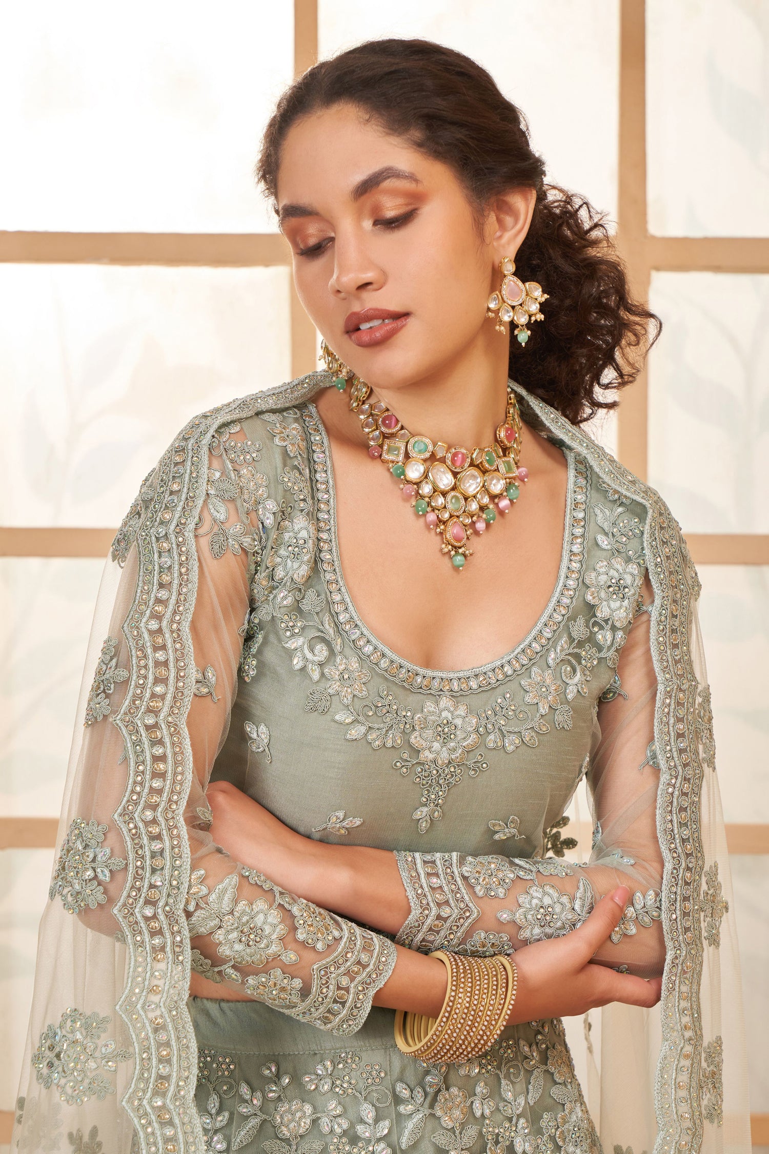 Wedding Lehenga Choli In Grey Color
