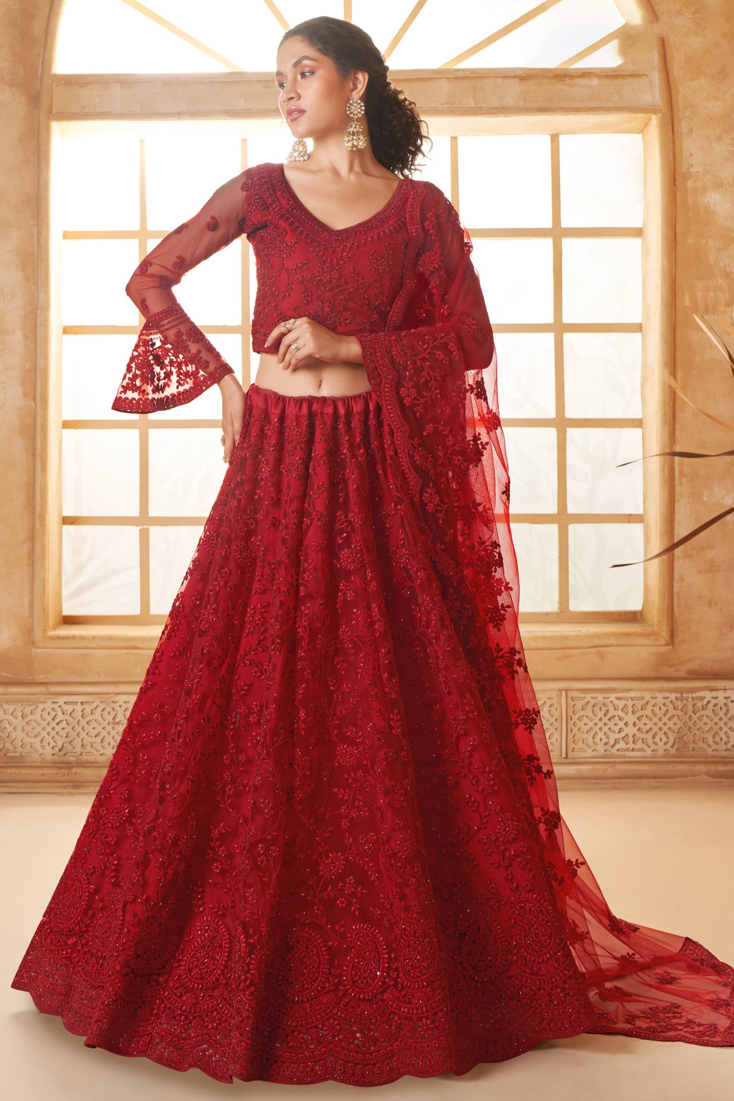 Splendor Net Fabric Lehenga Choli