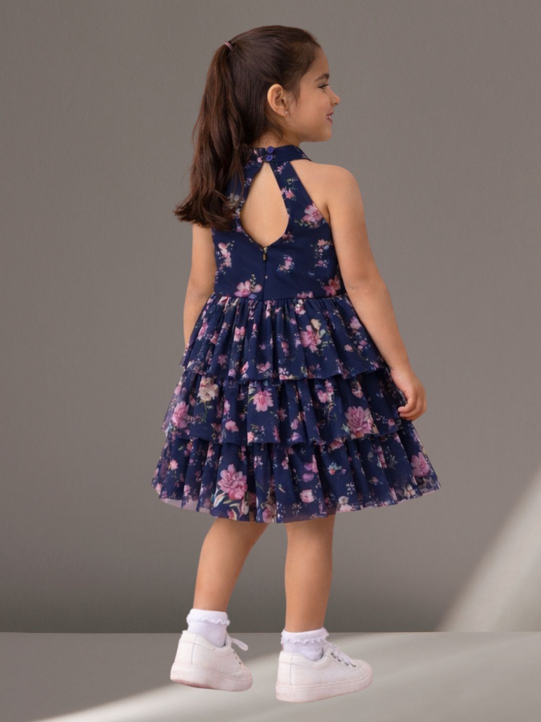 Kids Fancy Sleeveless 3 Layer Net Dress