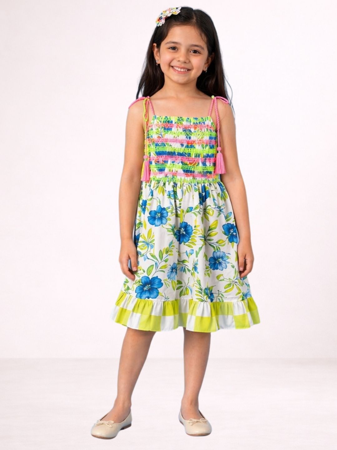 Girls Trendy Rayon Sleeveless Printed Dress