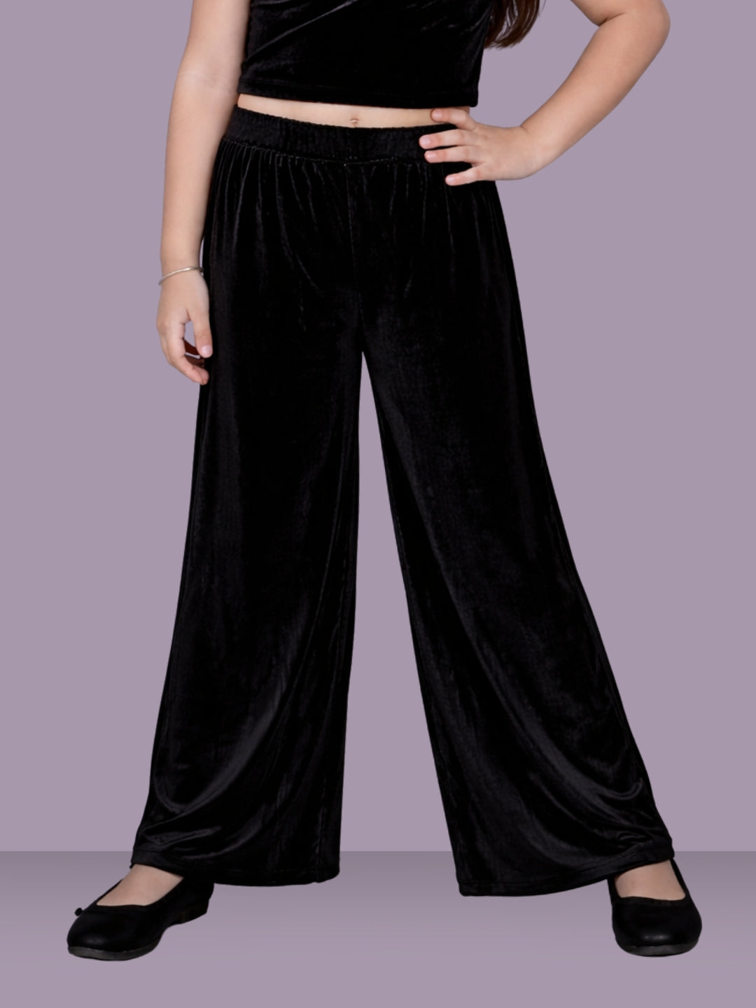 Girls Designer Velvet Full Length Trousers