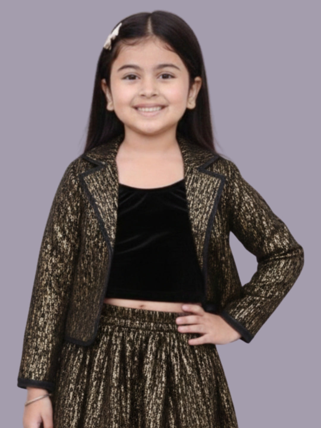 Girls Designer Jacquard Solid Full Sleeve Jacket