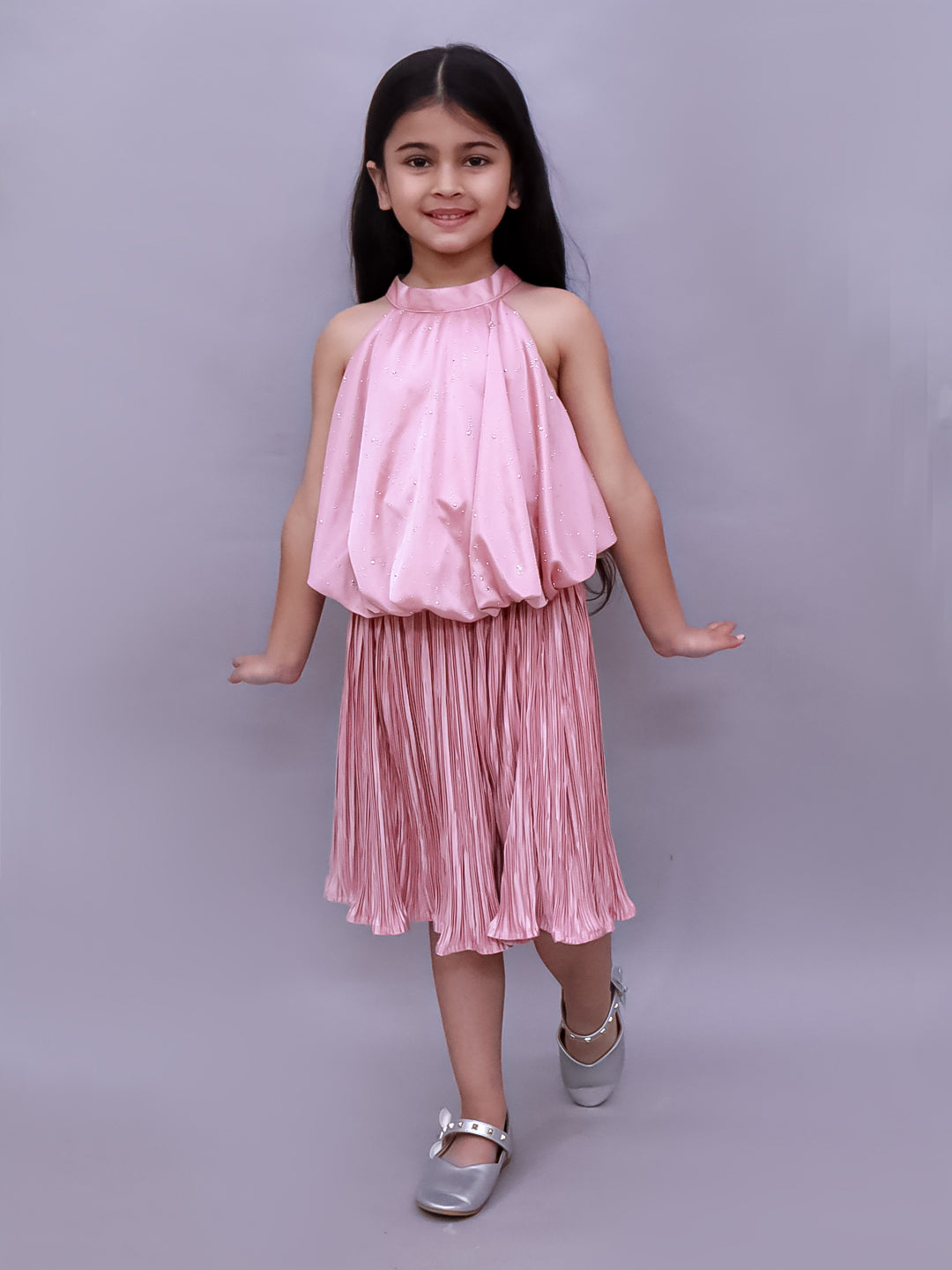 Kids Trendy Sleeveless Balloon Top Skirt Co-Ord