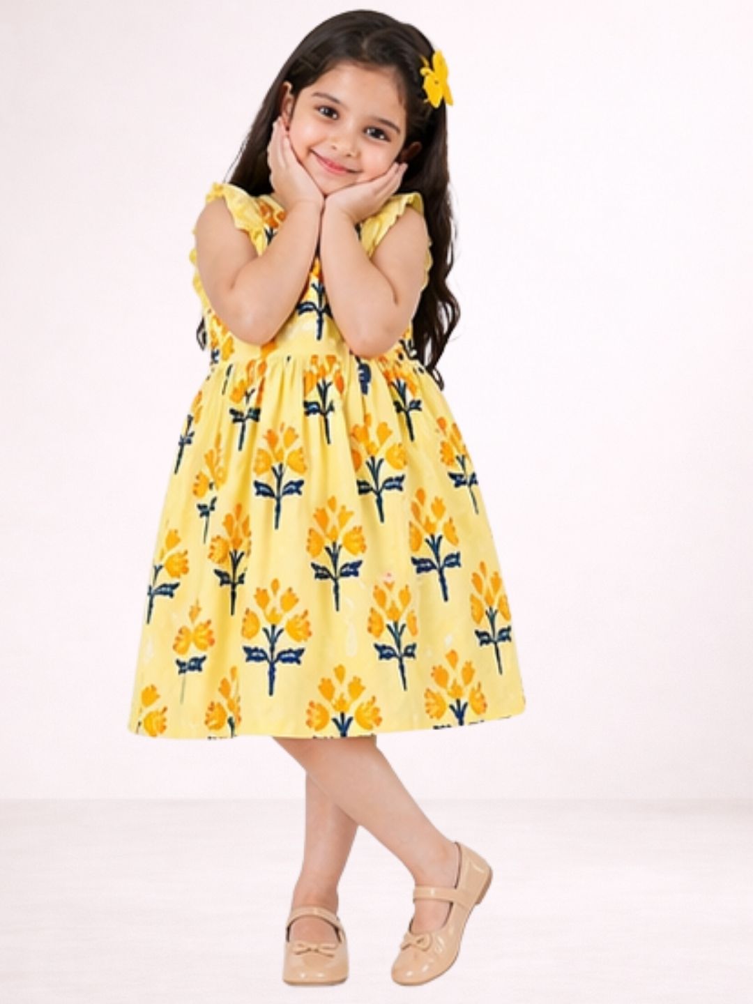 Girls Trendy Cotton Floral Print Dress