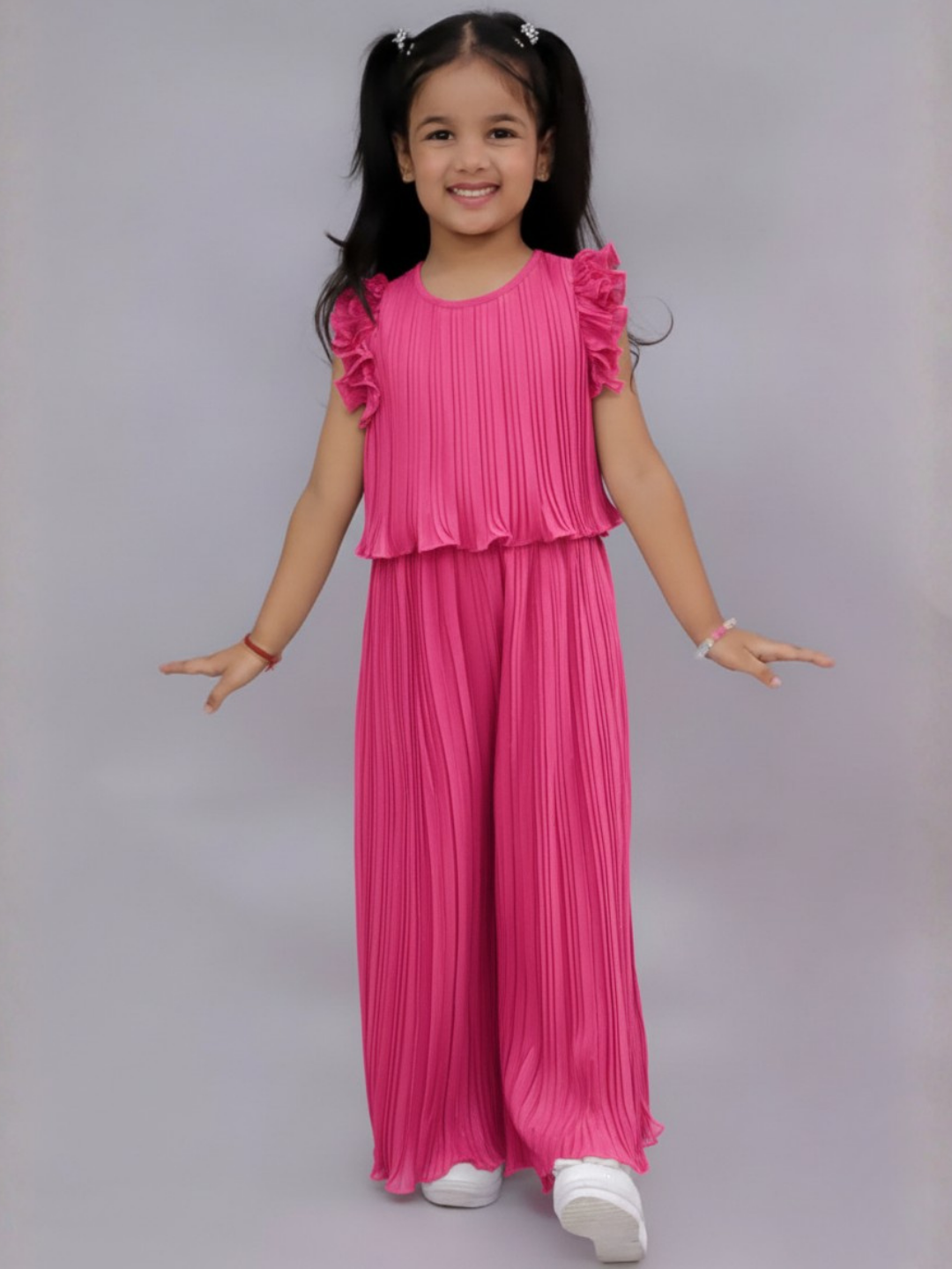Vintage Girls Pink Designer Co-Ord Top And Pant Set