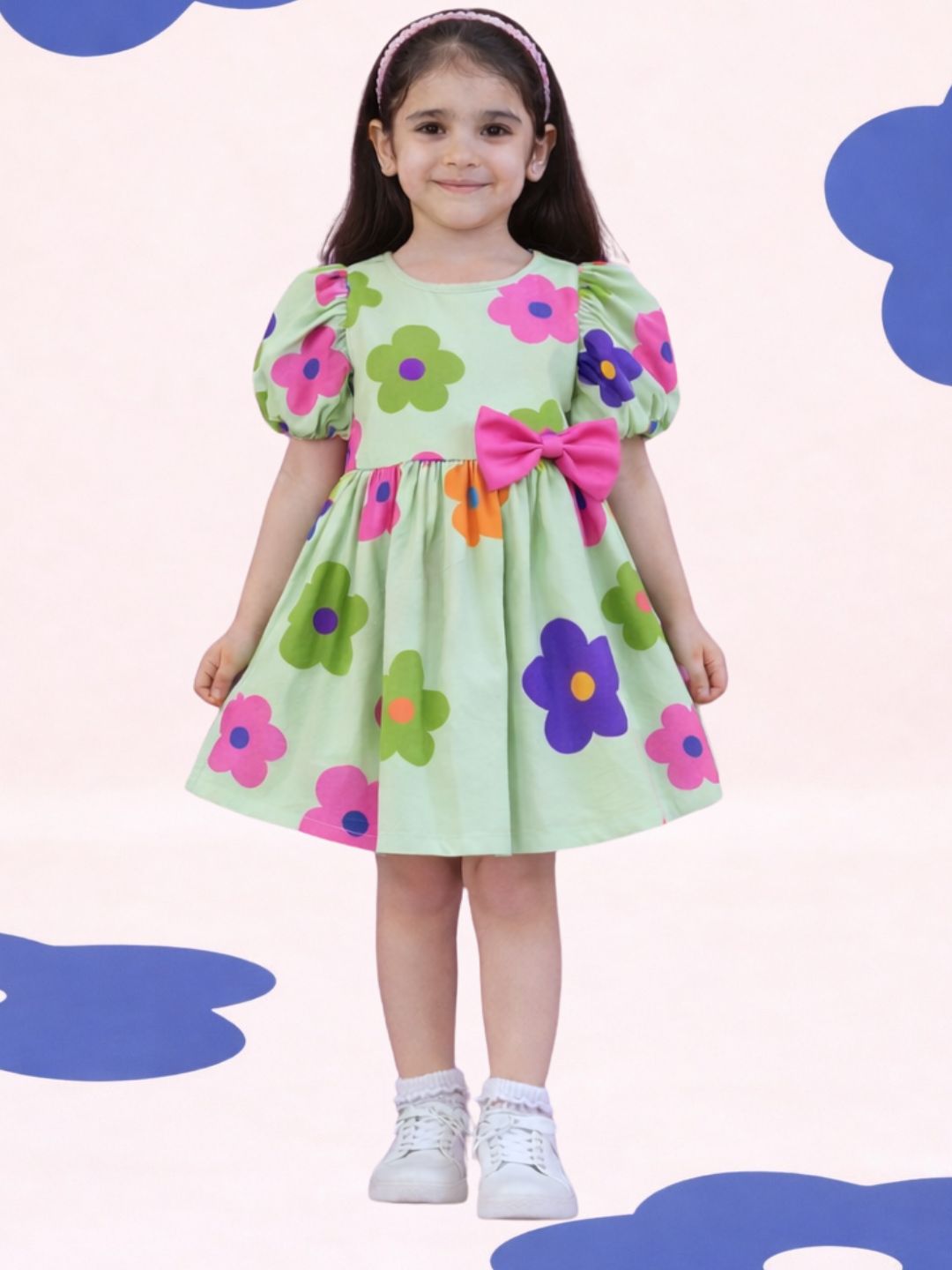 Kids Cotton Floral Casual Half Sleeve Dress