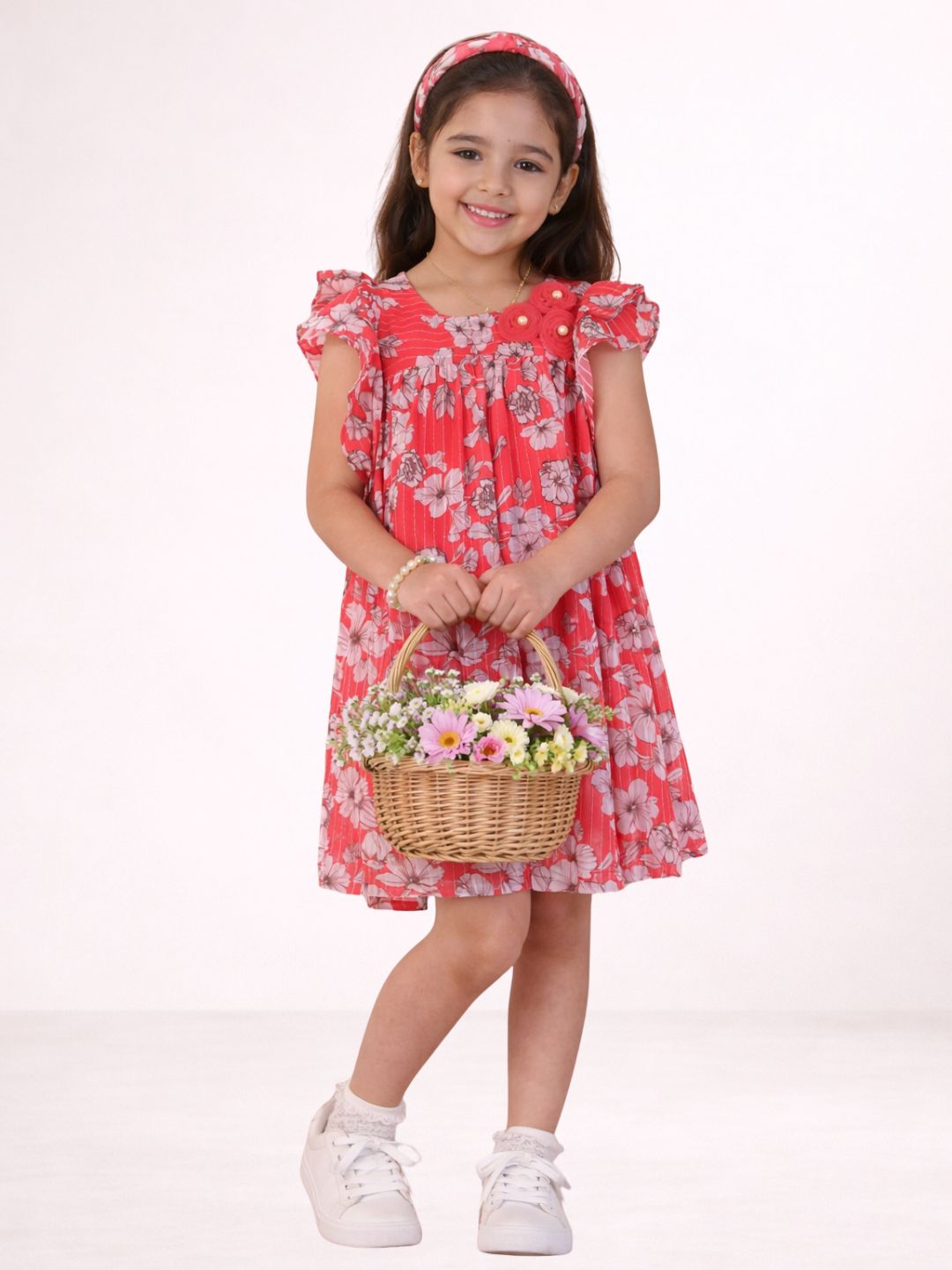 Girls Stylish Georgette Printed Short Sleeve Dress