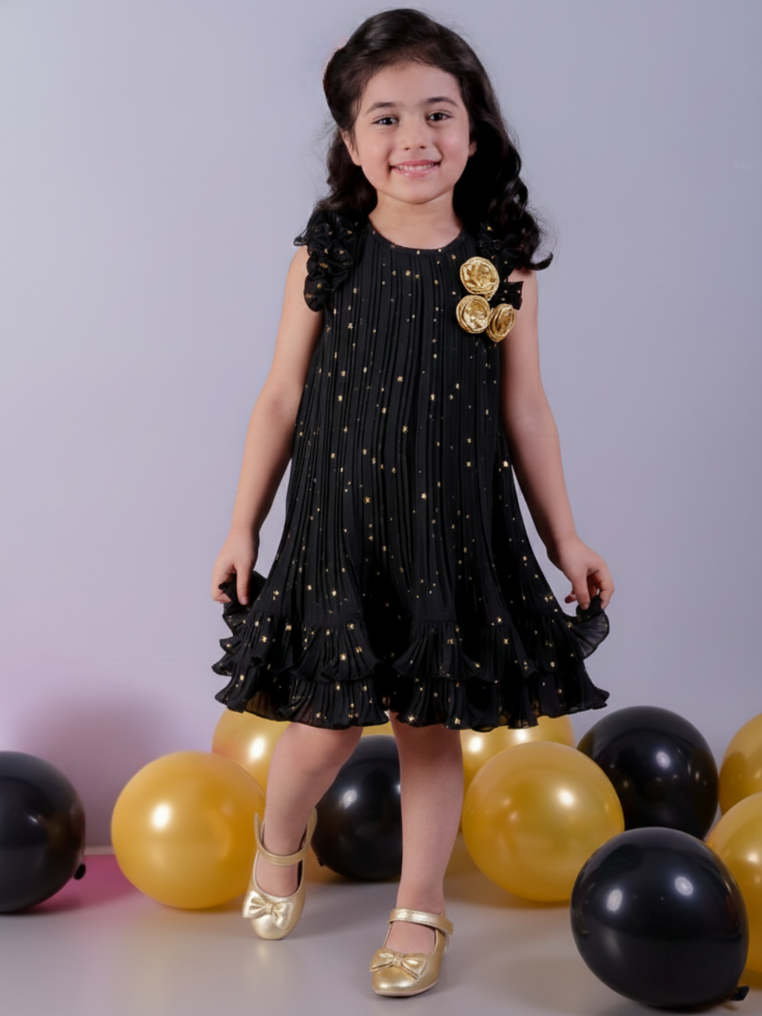 Roots Girls Black Traditional Party Wear Dress