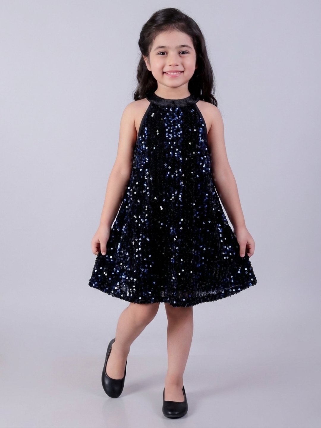 Heritage Girls Navy Blue Traditional Designer Party Wear Dress
