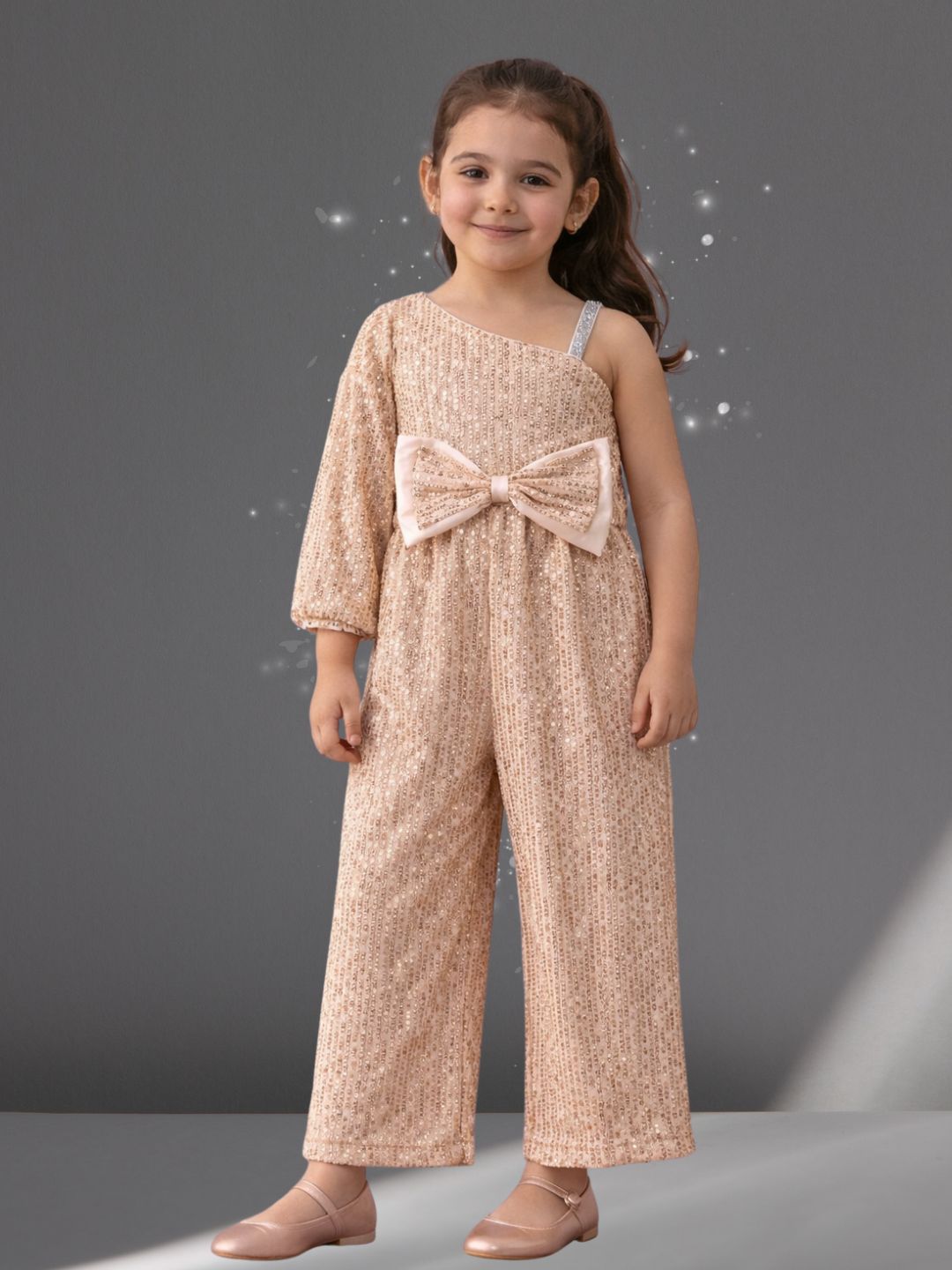 Girls One Shoulder Sequins Party Wear Jumpsuit
