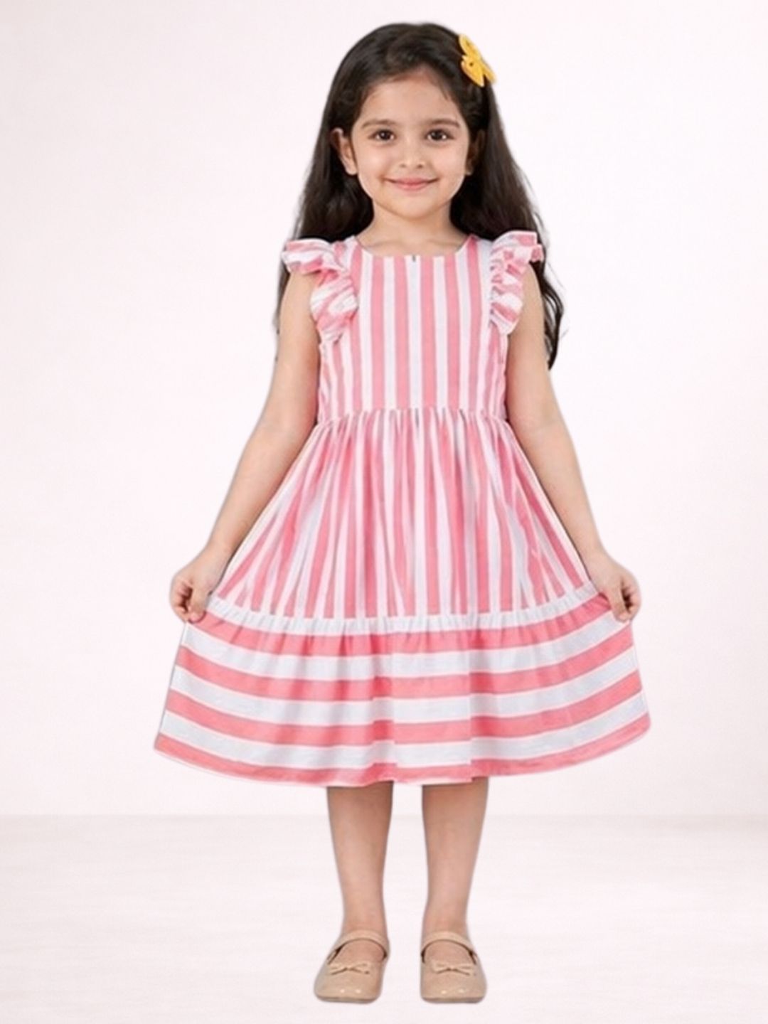 Elegant Girls Cotton Sleeveless Printed Dress