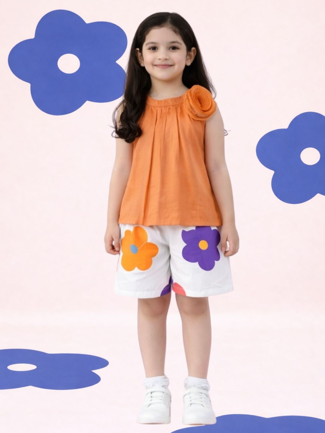 Girls Trendy Cotton Top And Printed Skirt Set