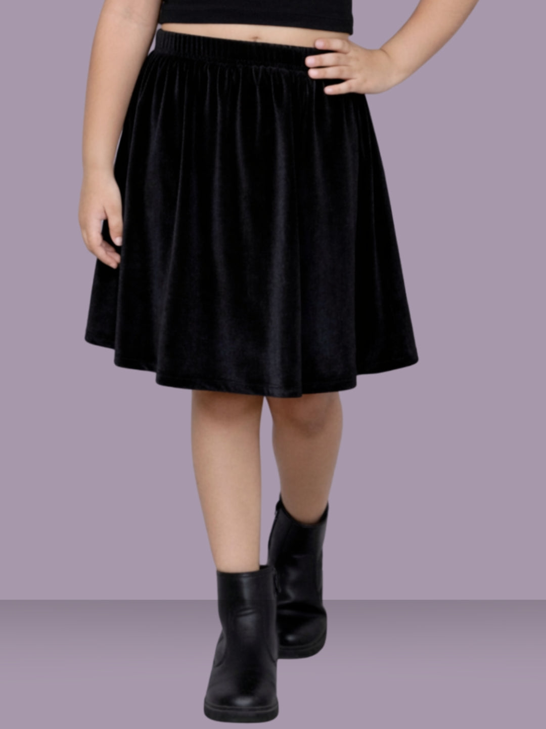 Kids Designer Velvet Above Knee Skirt