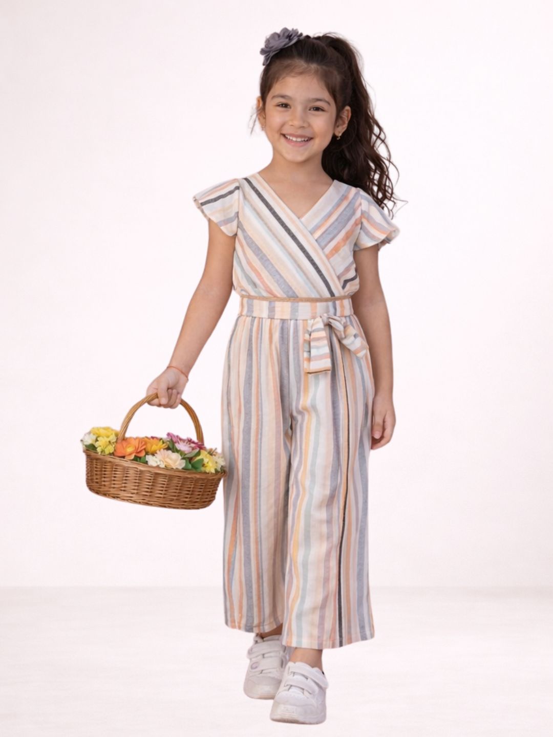 Girls Cotton Short Sleeve Printed Top And Pant Set