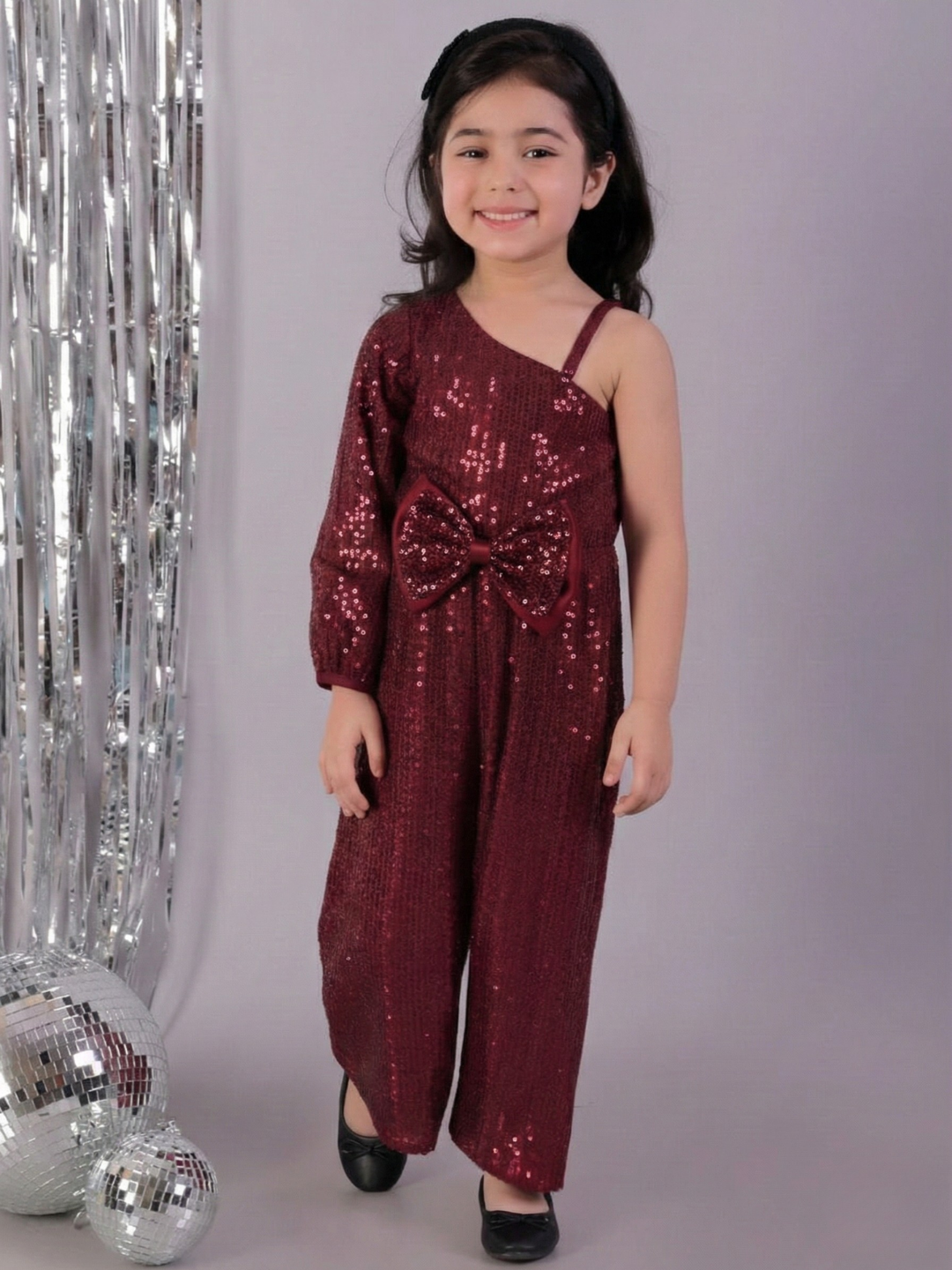 Girls Pleated Fabric Sleeveless 3D Bow Jumpsuit