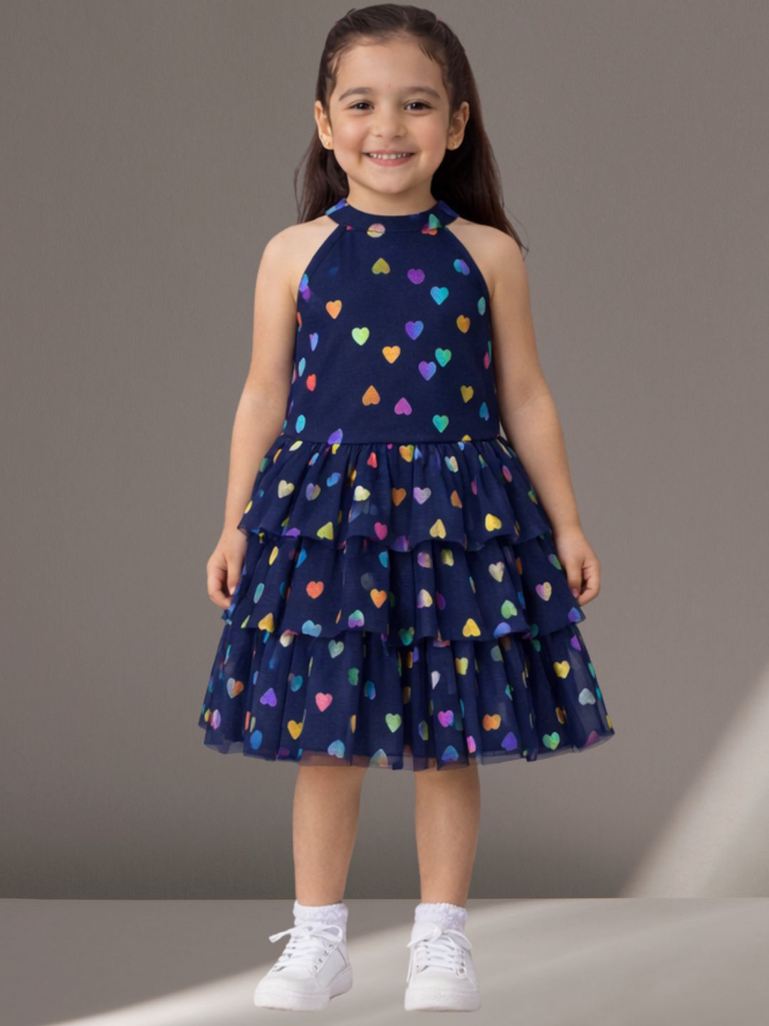 Kids Stylish Sleeveless Net Layered Party Dress