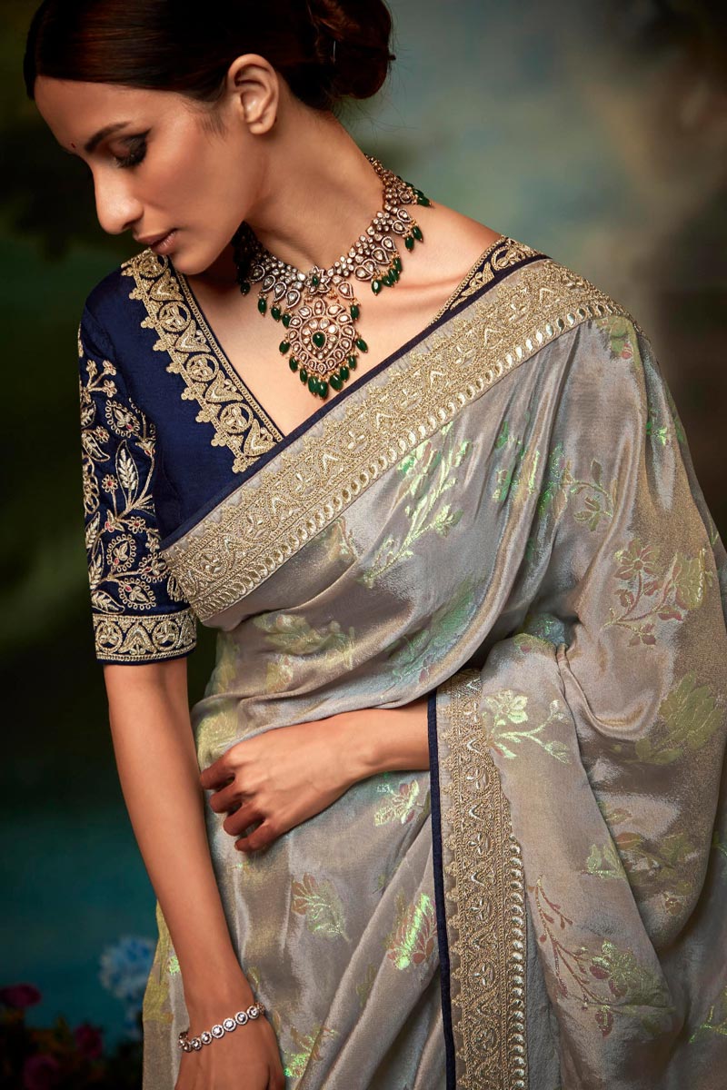 Beauteous Yellow Color Fancy Work Saree In Art Silk Fabric