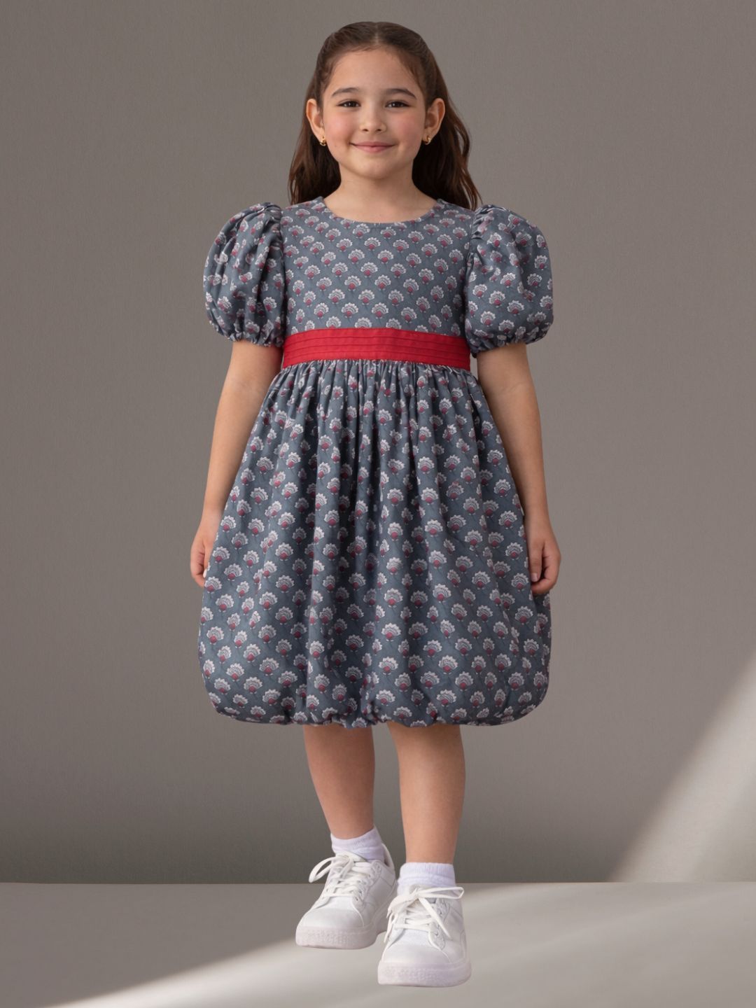 Stylish Girls Cotton Printed Half Sleeve Dress