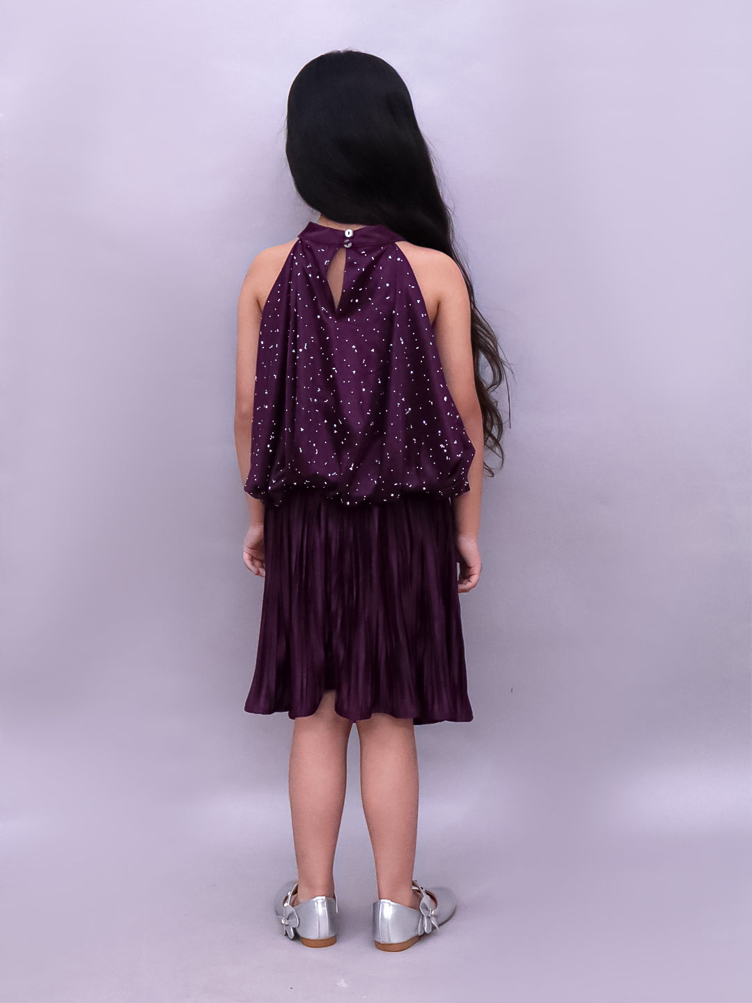 Girls Designer Balloon Top Pleated Skirt Set