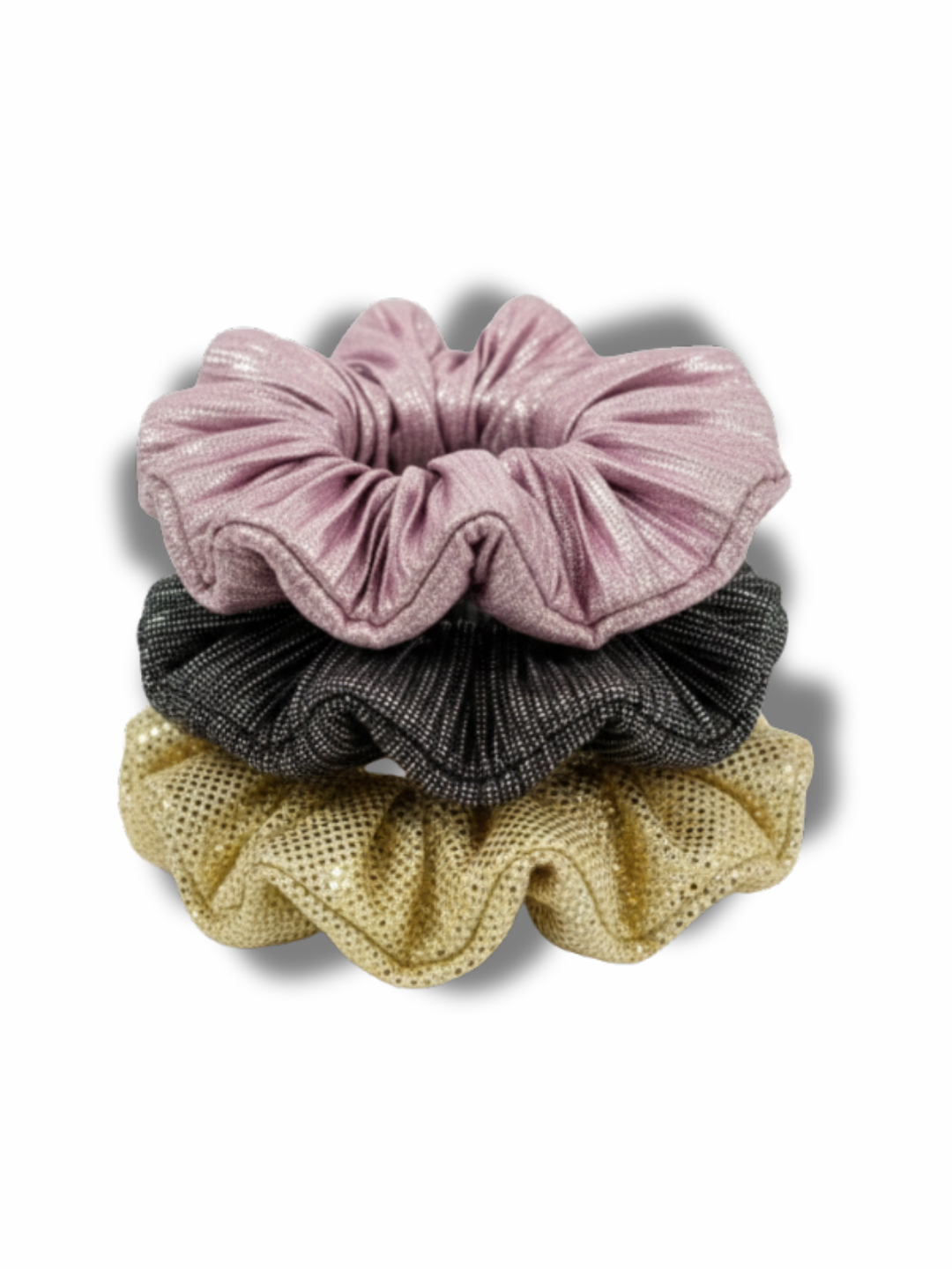 Girls Trendy Pleated Fabric Hair Scrunchies Set Of 3 Combo Pack