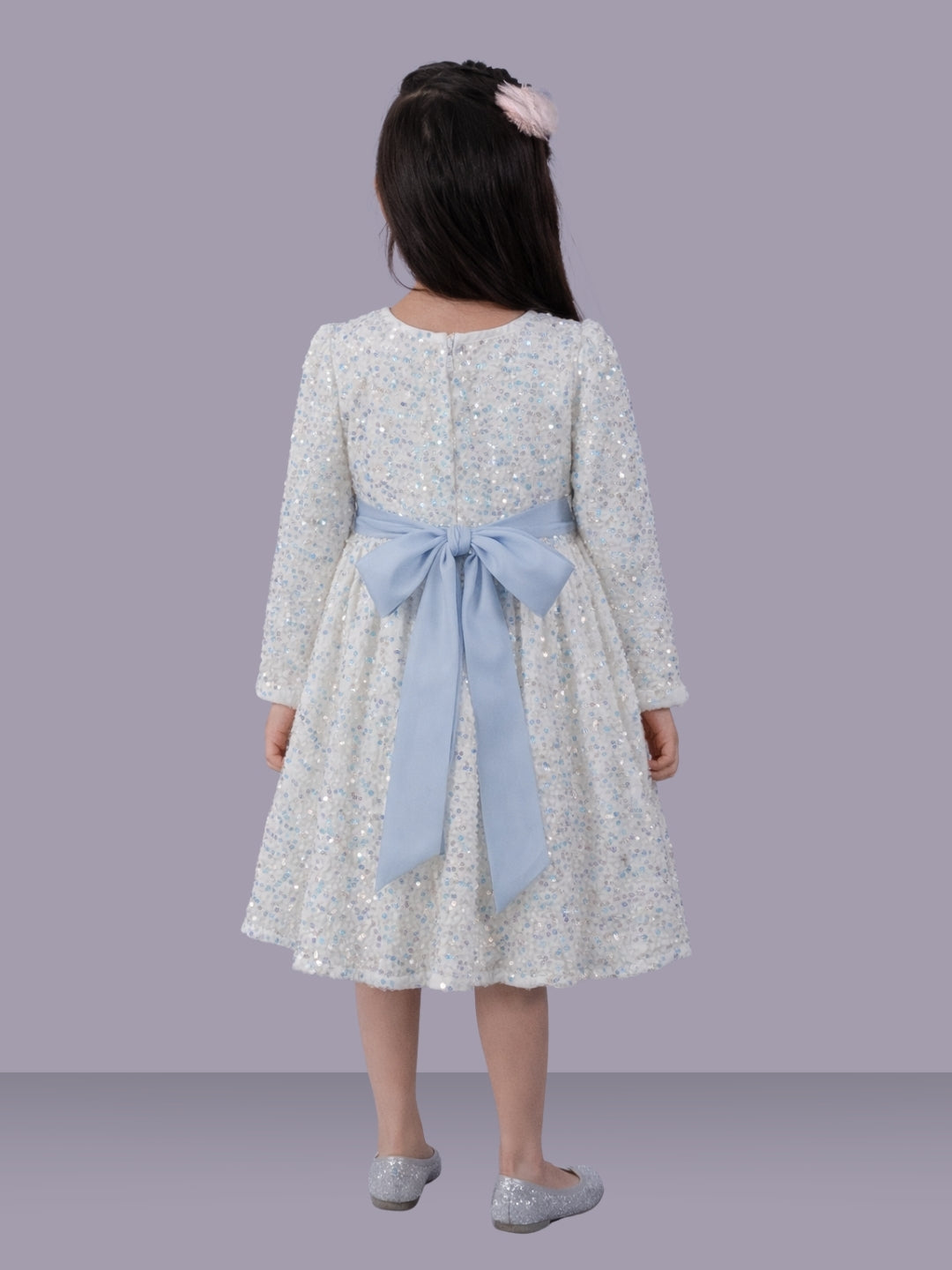 Girls Premium Velvet Full Sleeve Sequin Dress