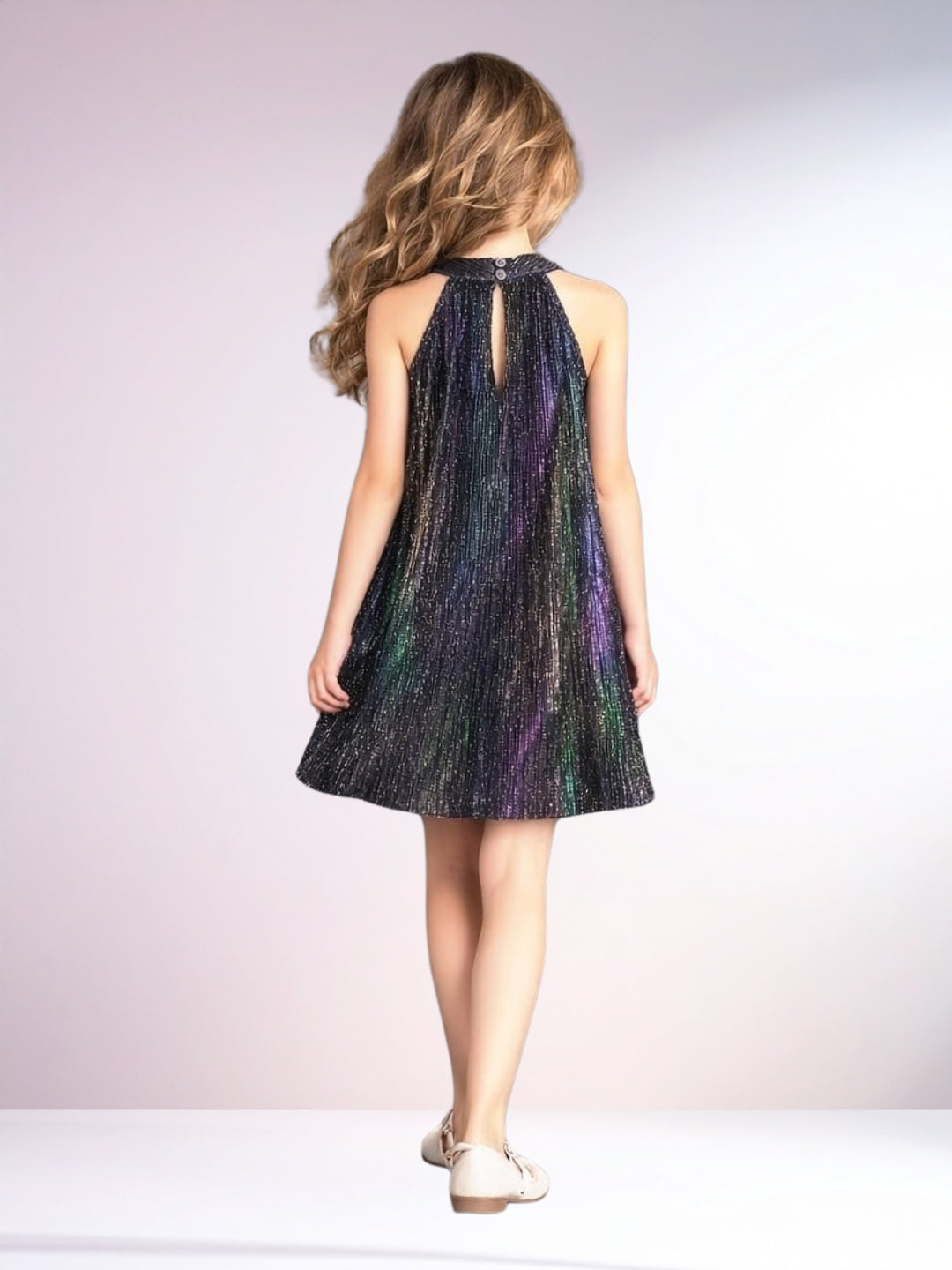 Girls Trendy Poly Knit Pleating Sleeveless Dress