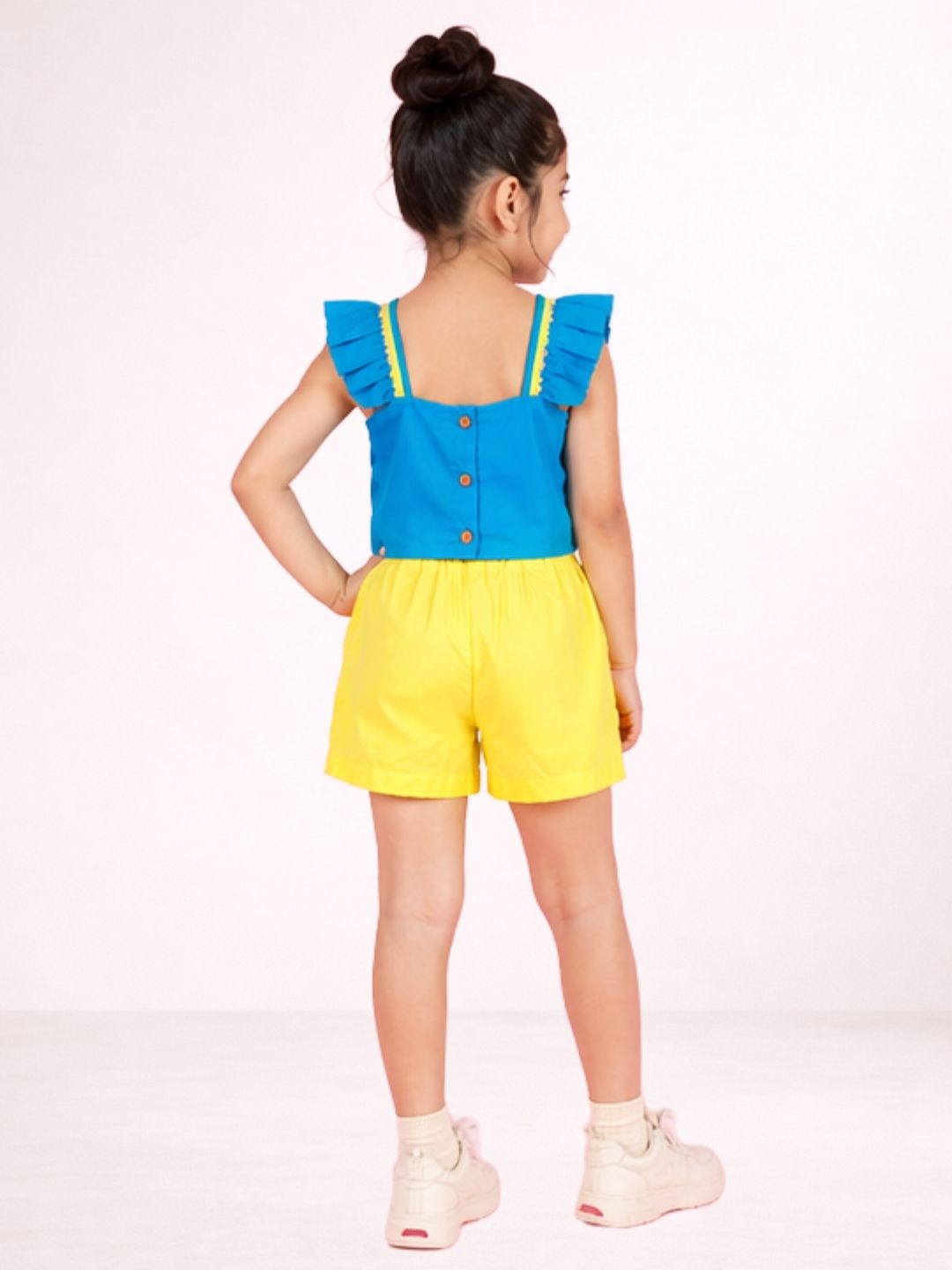 Girls Stylish Sleeveless Cotton Shorts Co-Ord Set