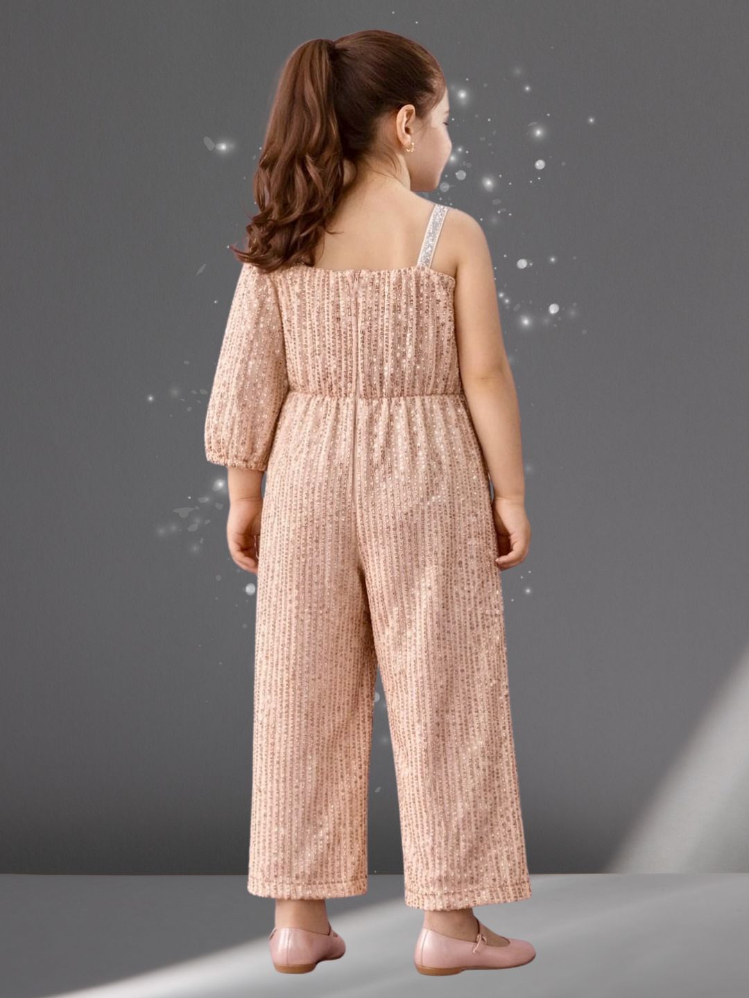 Girls One Shoulder Sequins Party Wear Jumpsuit