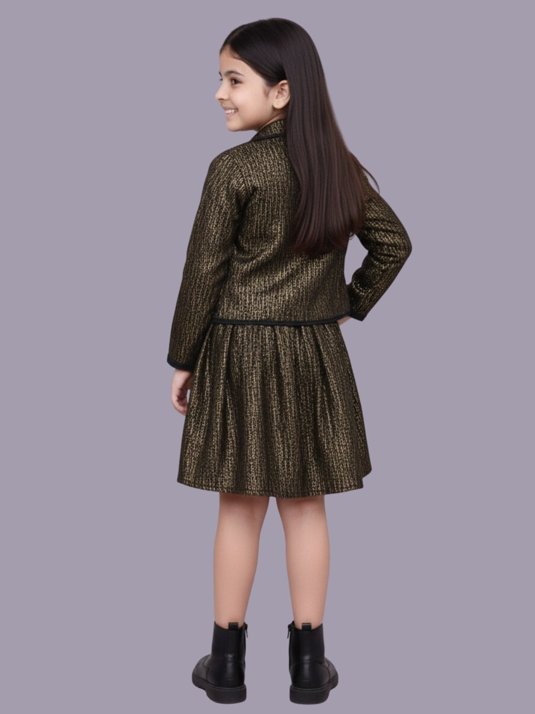 Girls Designer Jacquard Solid Full Sleeve Jacket