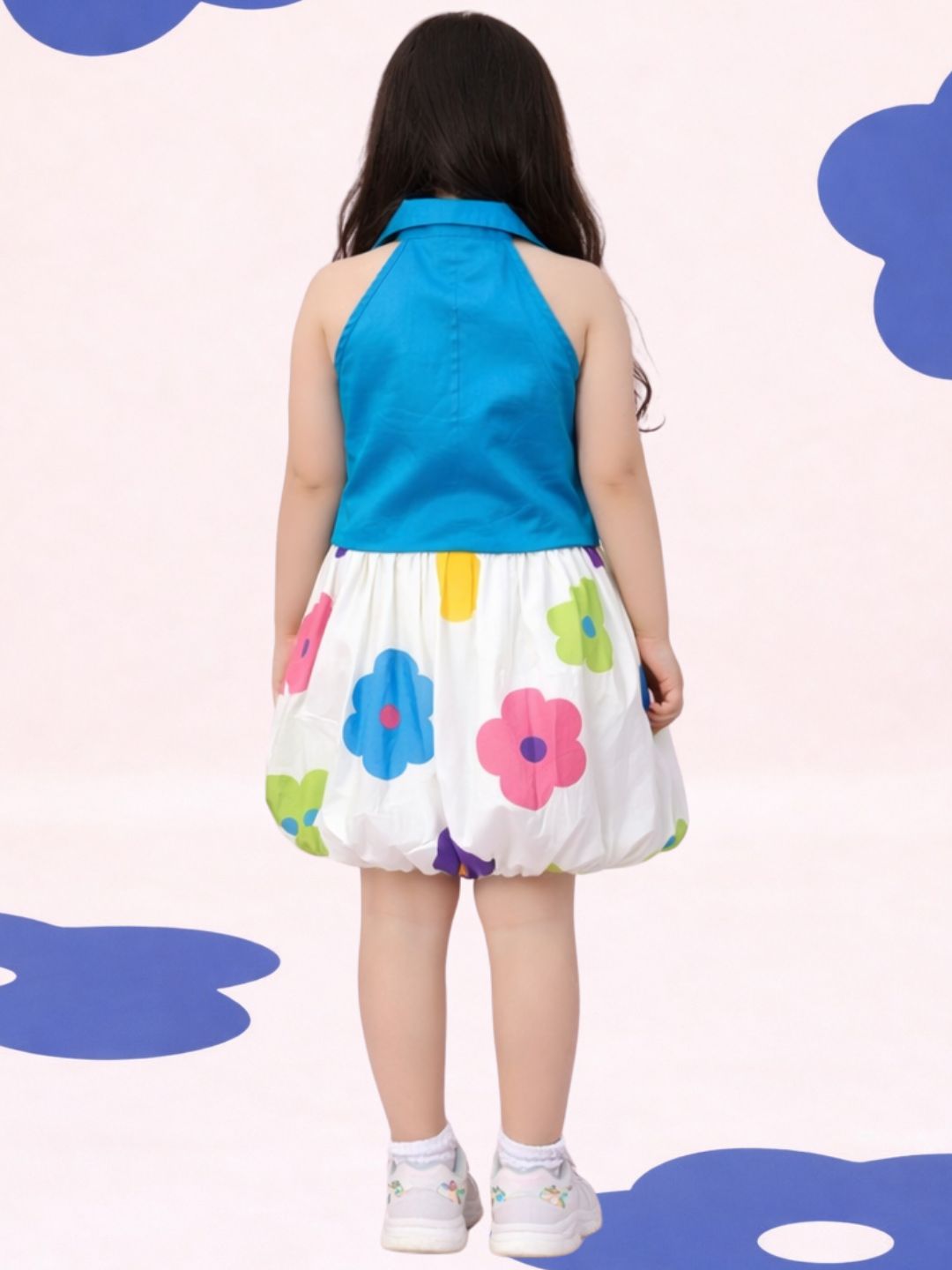 Girls Cotton Sleeveless Top And Skirt Co-Ord Set