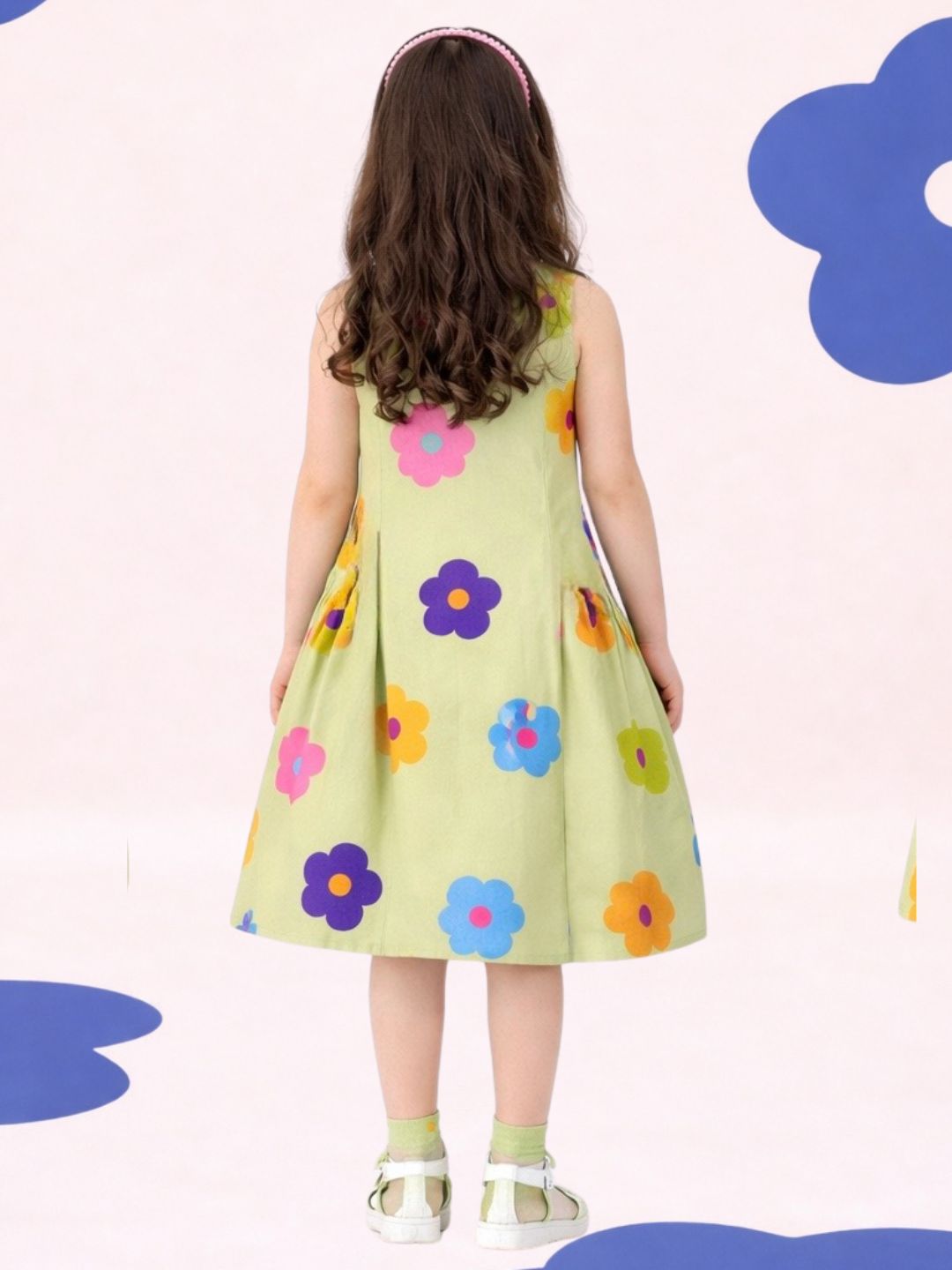Girls Trendy Sleeveless Floral Print Cotton Dress