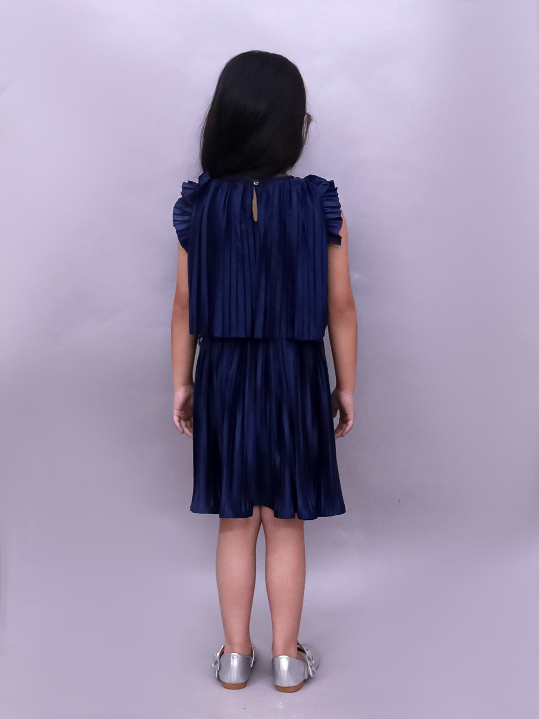 Kids Stylish Frill Sleeve Top And Pleated Skirt