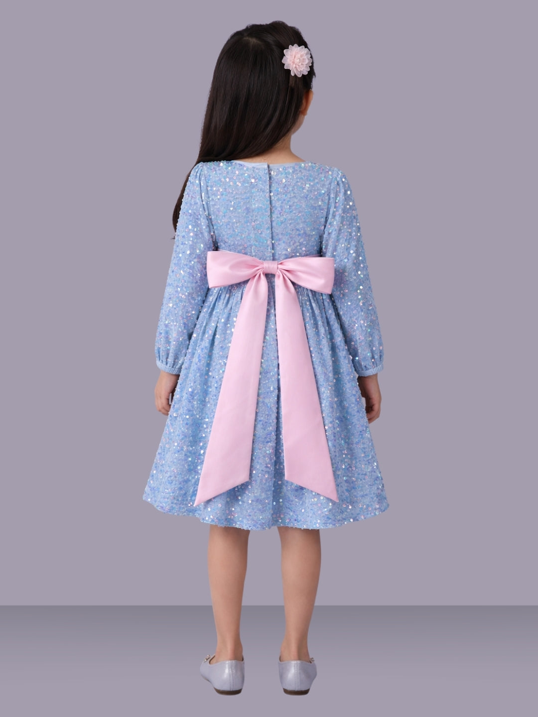 Girls Designer Velvet Sequin Full Sleeve Dress