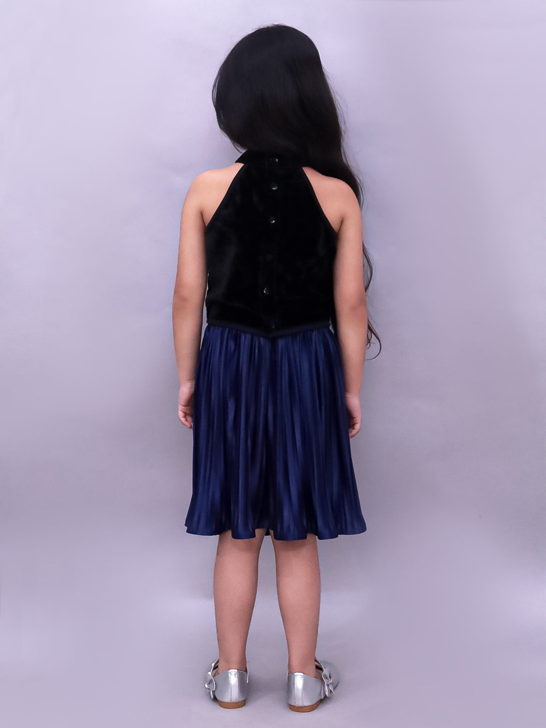 Girls Designer Sequins Top And Pleated Skirt Co-Ord