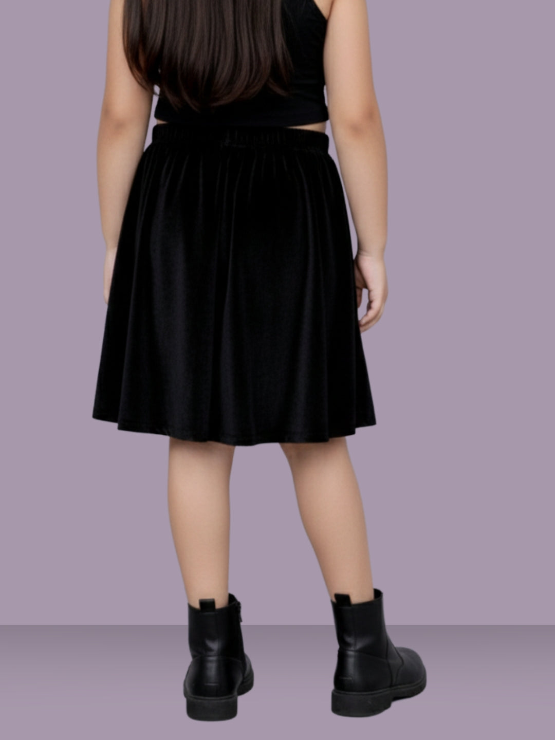 Kids Designer Velvet Above Knee Skirt
