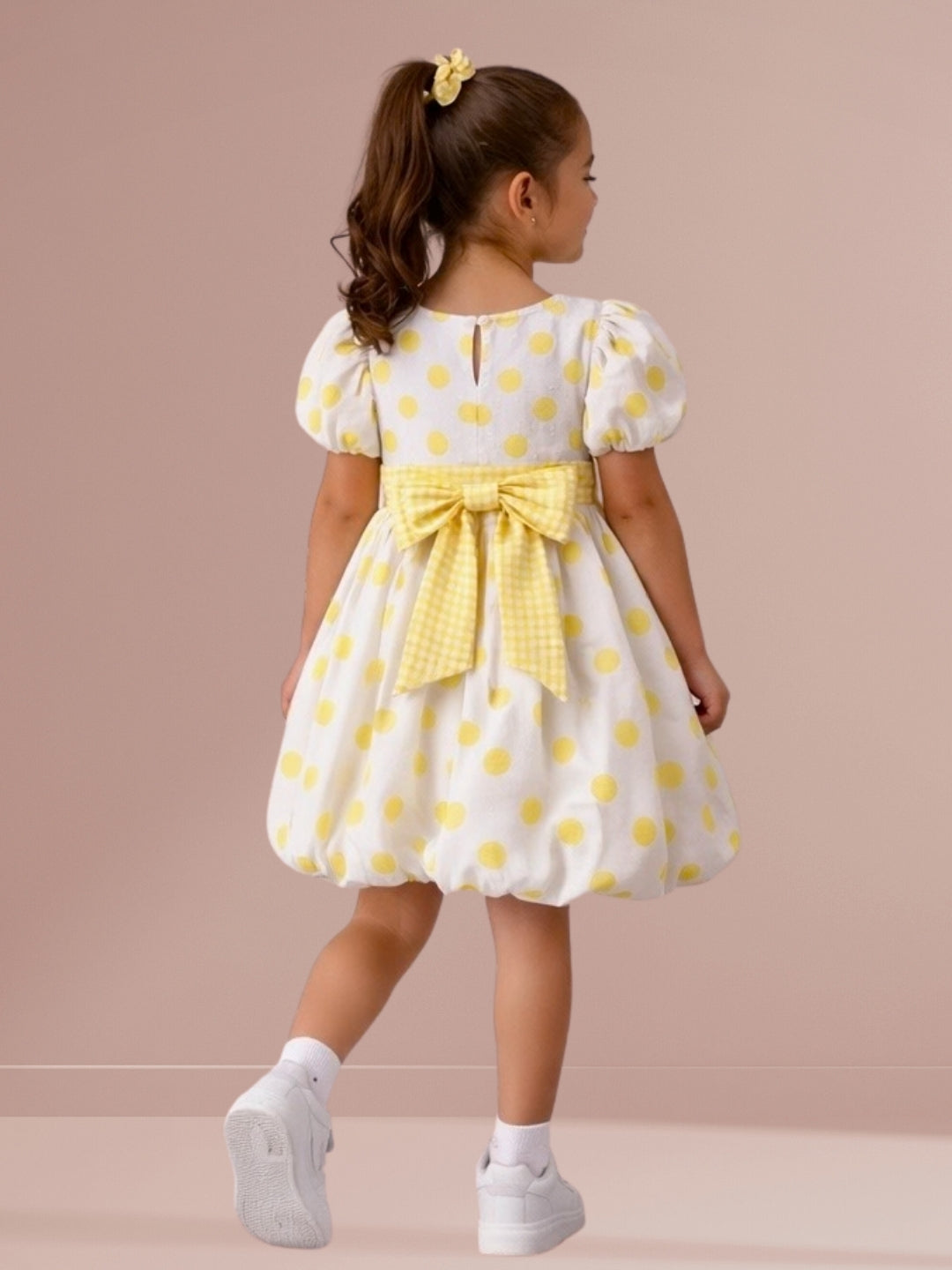 Girls Trendy Cotton Short Sleeve Bow Dress