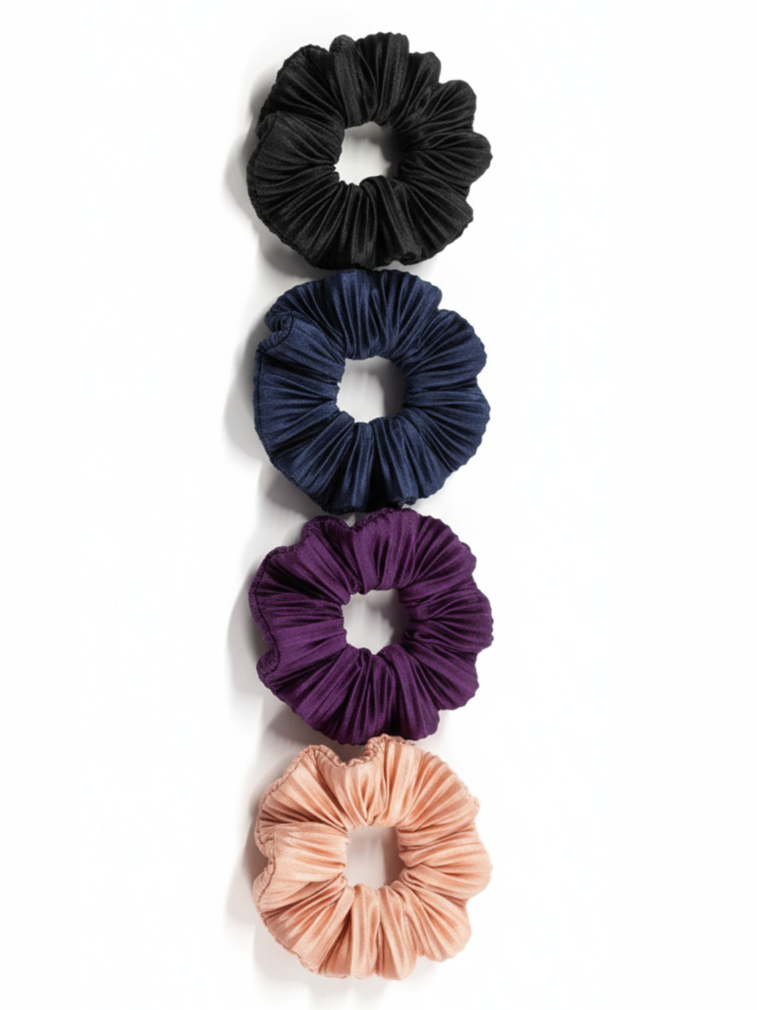 Fashion Hair Scrunchies Set Of 4 In Pleated Fabric