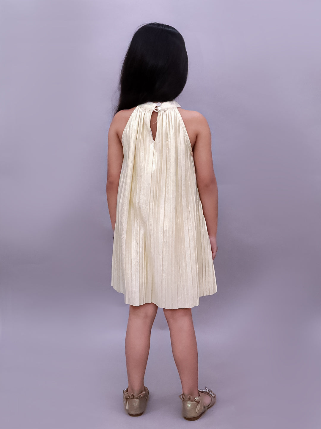 Kids Trendy Sleeveless 3D Floral Pleated Dress