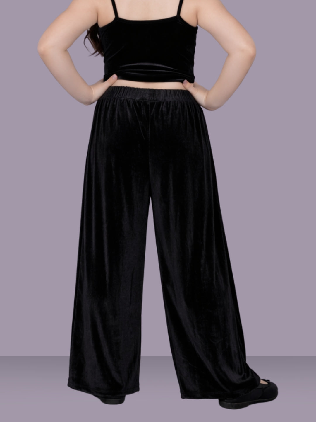 Girls Designer Velvet Full Length Trousers