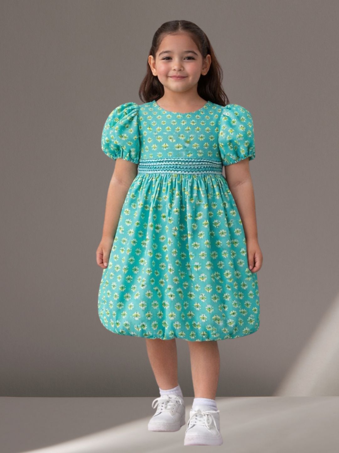 Girls Designer Cotton Half Sleeve Print Dress