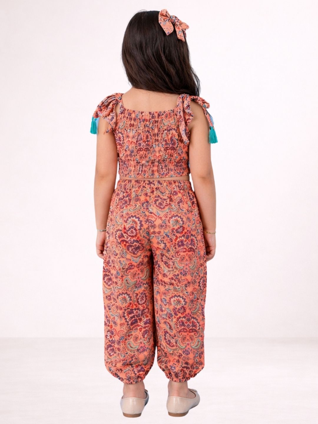 Girls Rayon Sleeveless Printed Top Pant Set