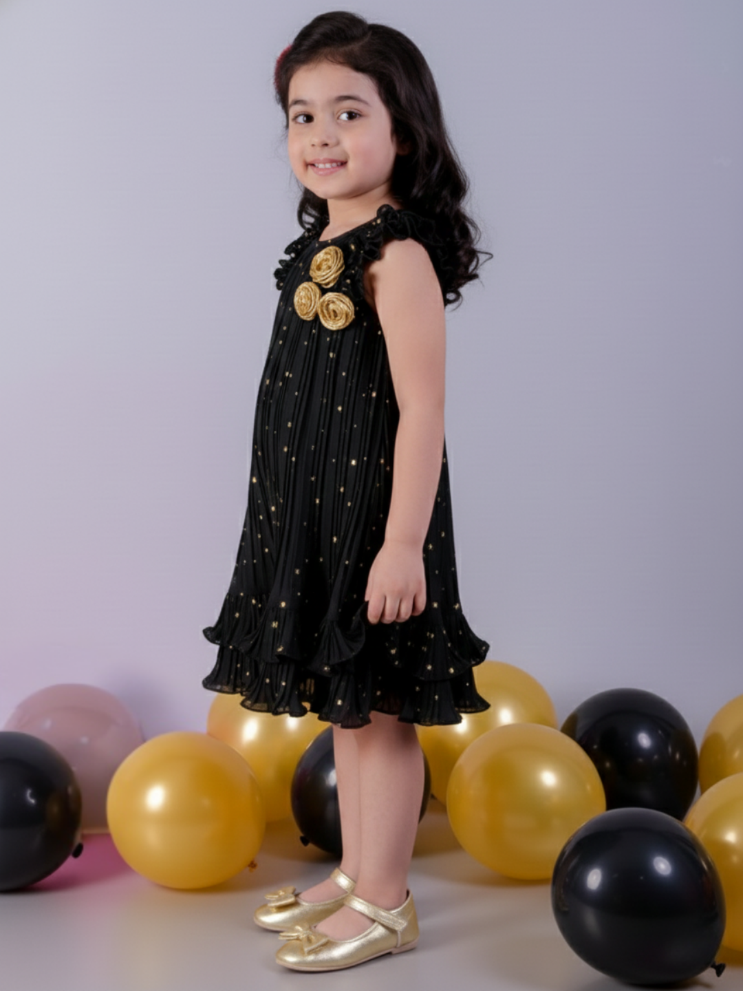 Roots Girls Black Traditional Party Wear Dress