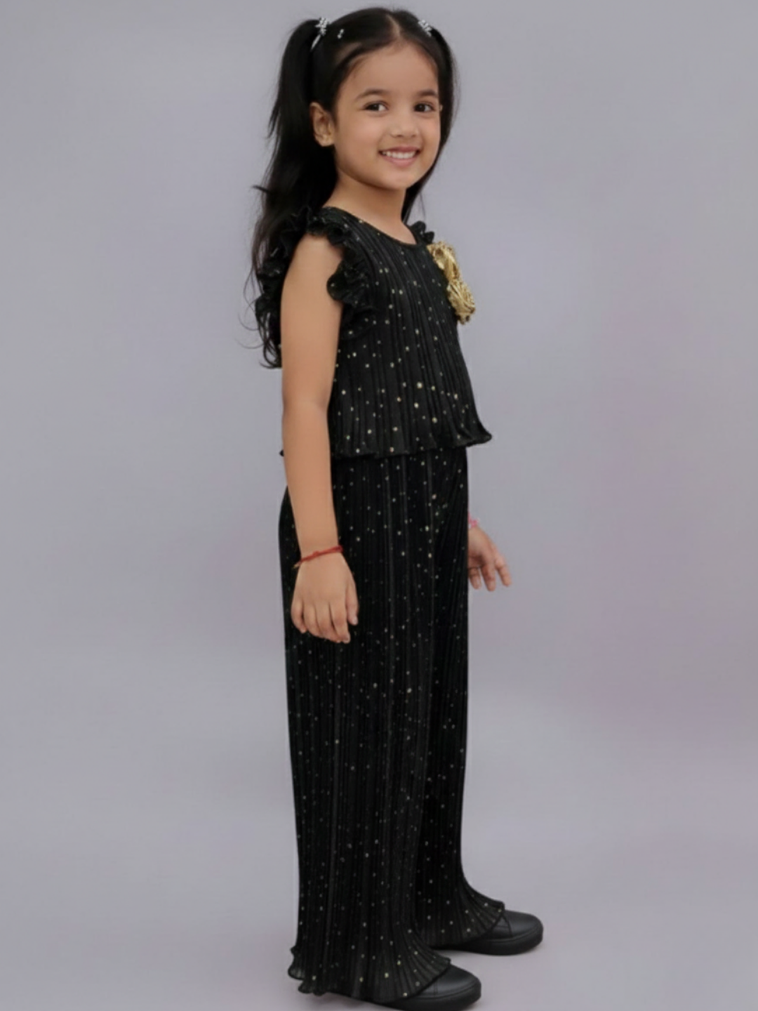 Girls Black Elegant Festive Wear Top And Pant Outfit