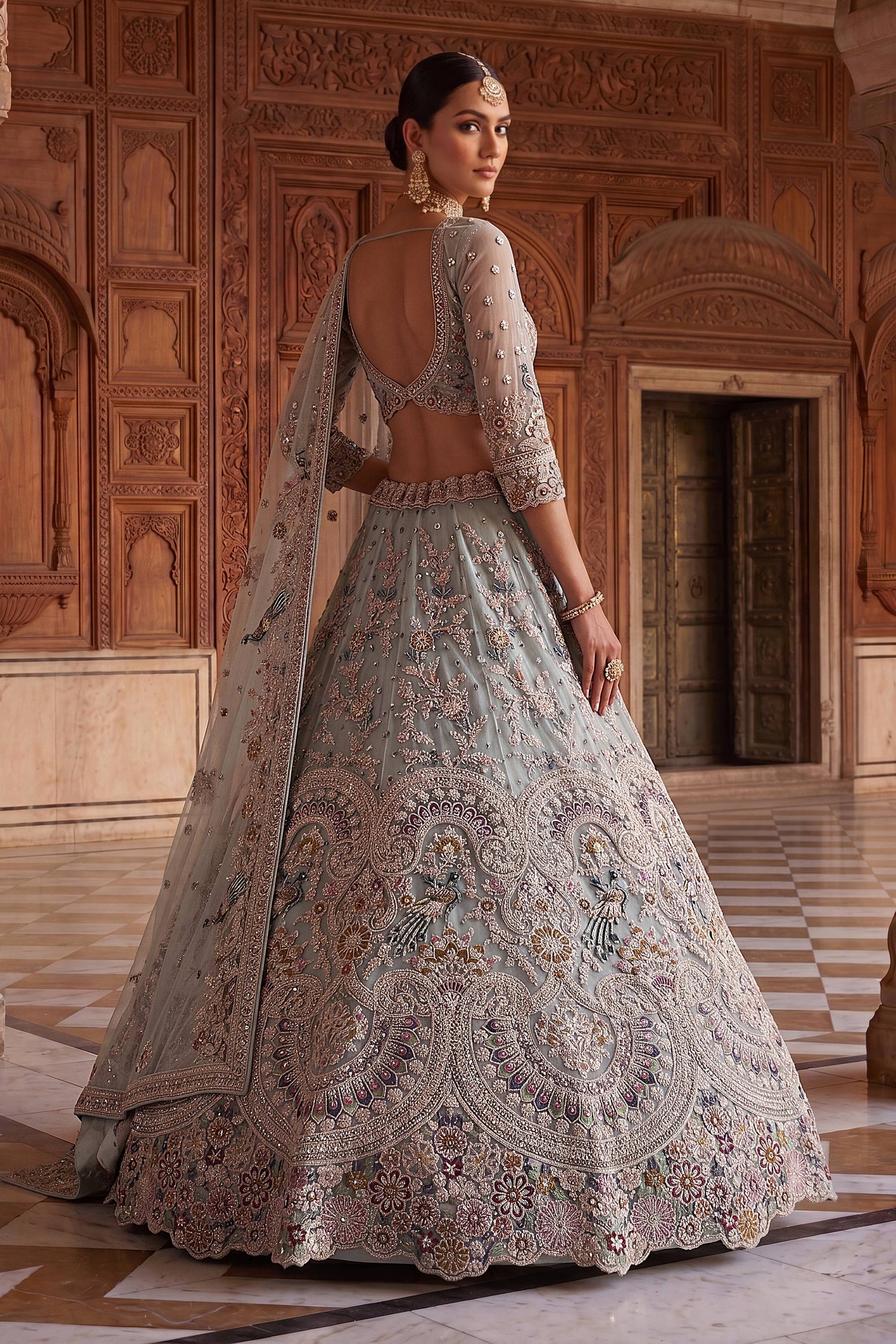 Embroidered Sangeet Function Sky Blue Lehenga Choli
