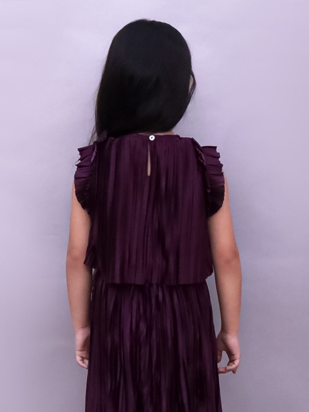 Girls Trendy Pleated Frill Sleeve Top