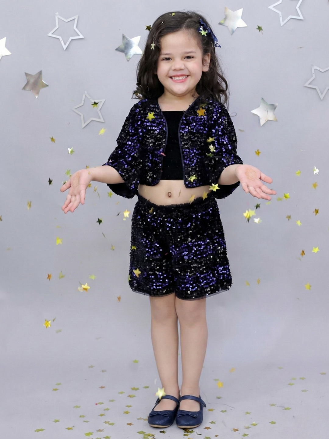 Girls Trendy 3D Sequins Work Shorts