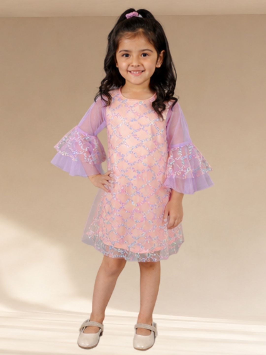 Girls Stylish Sequins Embellished Party Dress