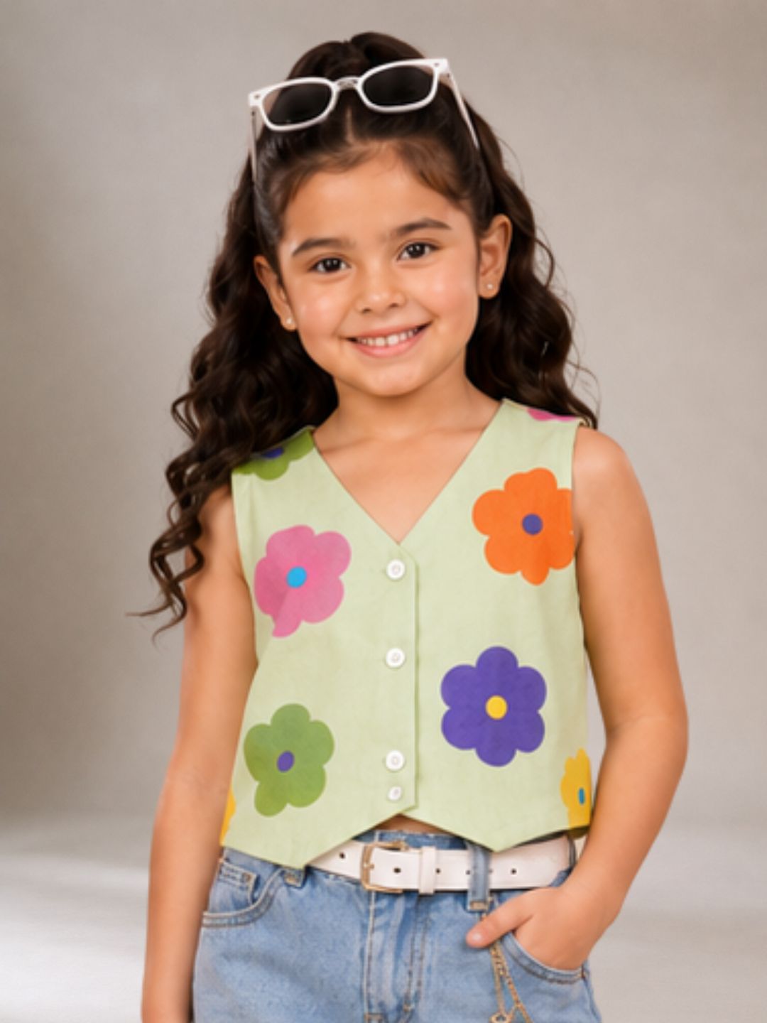Premium Cotton Floral Sleeveless Casual Top