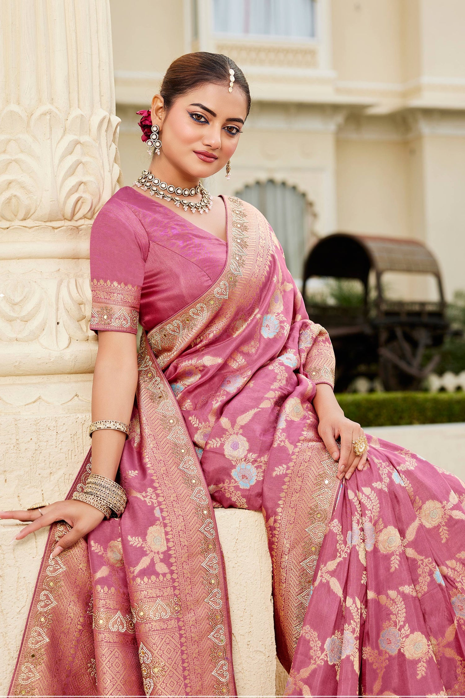 Designer Viscose Silk Wedding Function Saree With Fancy Blouse