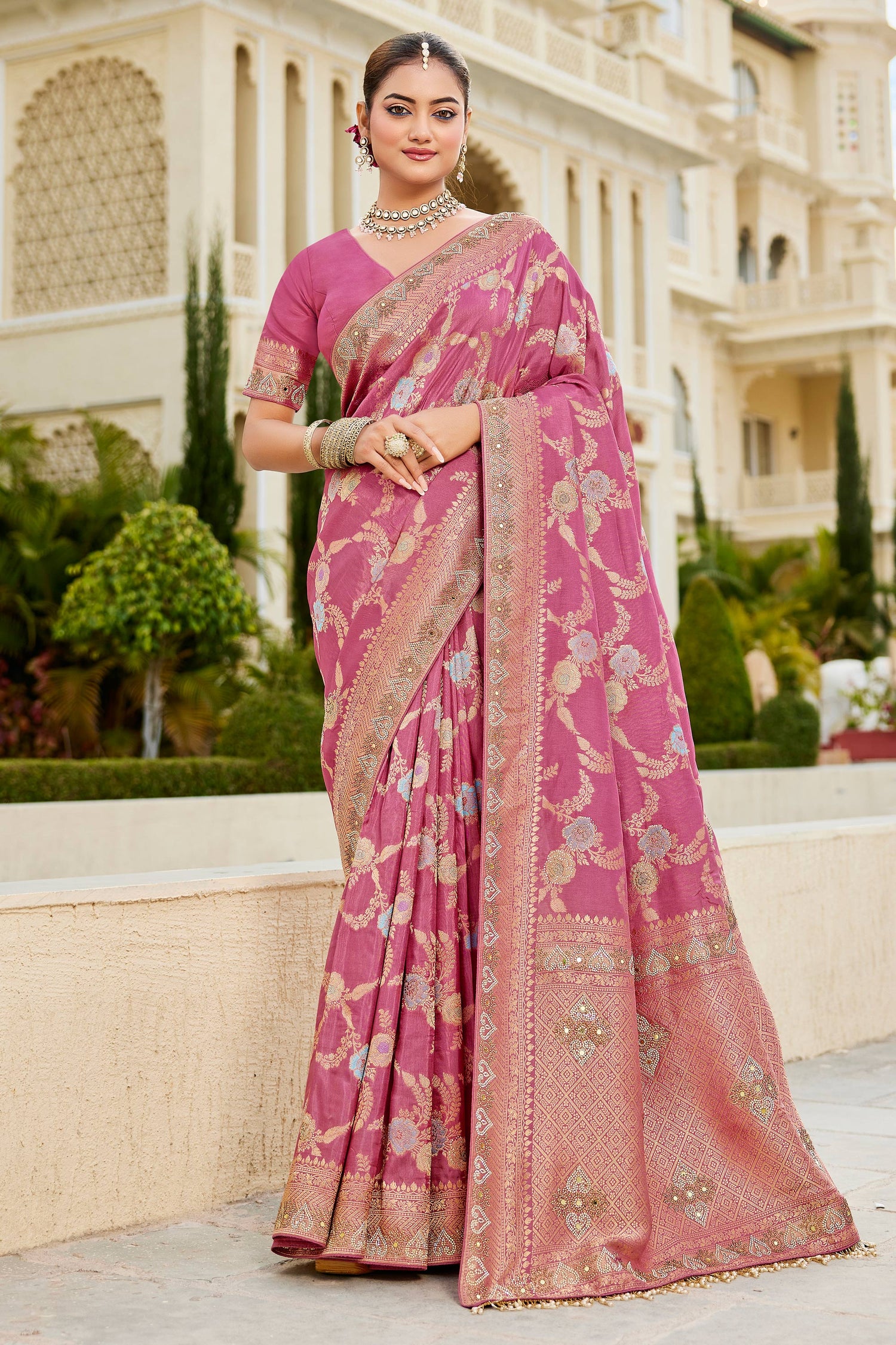 Designer Viscose Silk Wedding Function Saree With Fancy Blouse